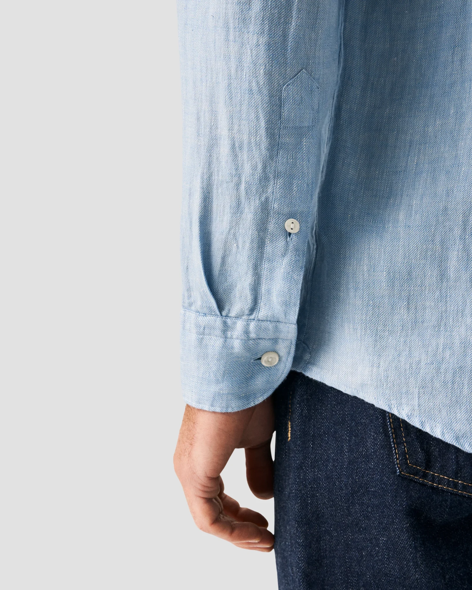 Eton - dark blue linen wide spread shirt
