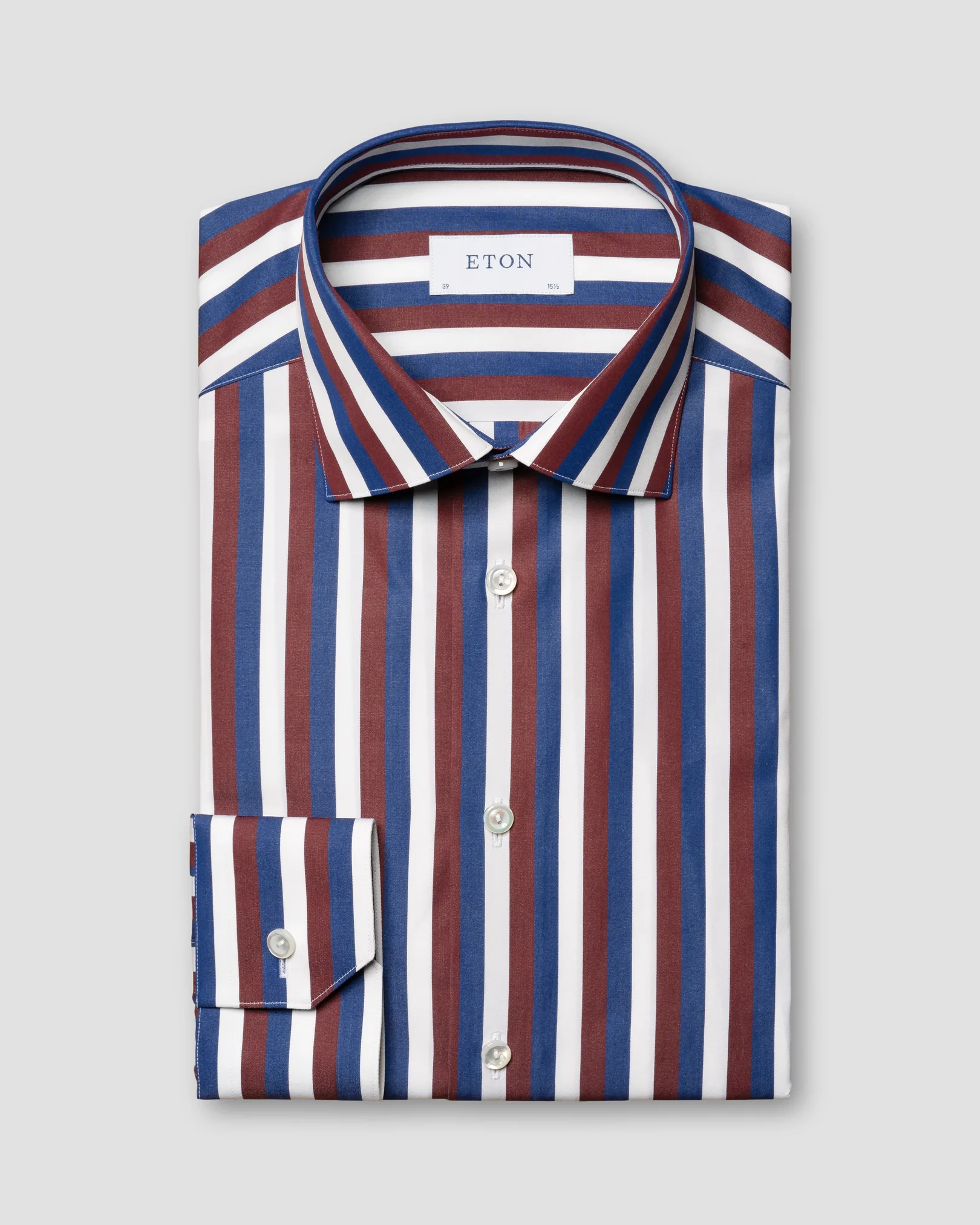 Eton - Burgundy Bold Striped Fine Poplin Shirt