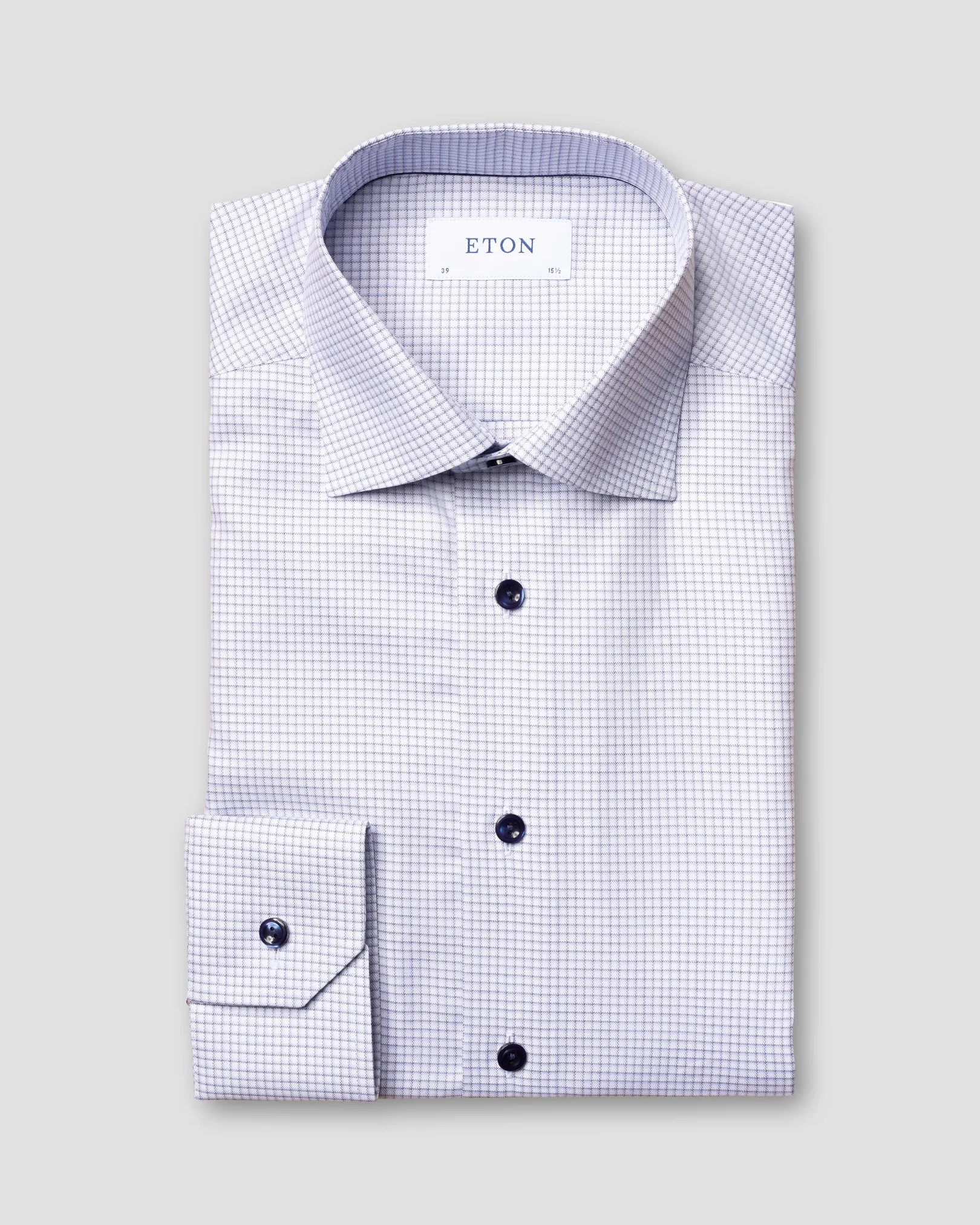 Eton - navy mini checked signature twill shirt