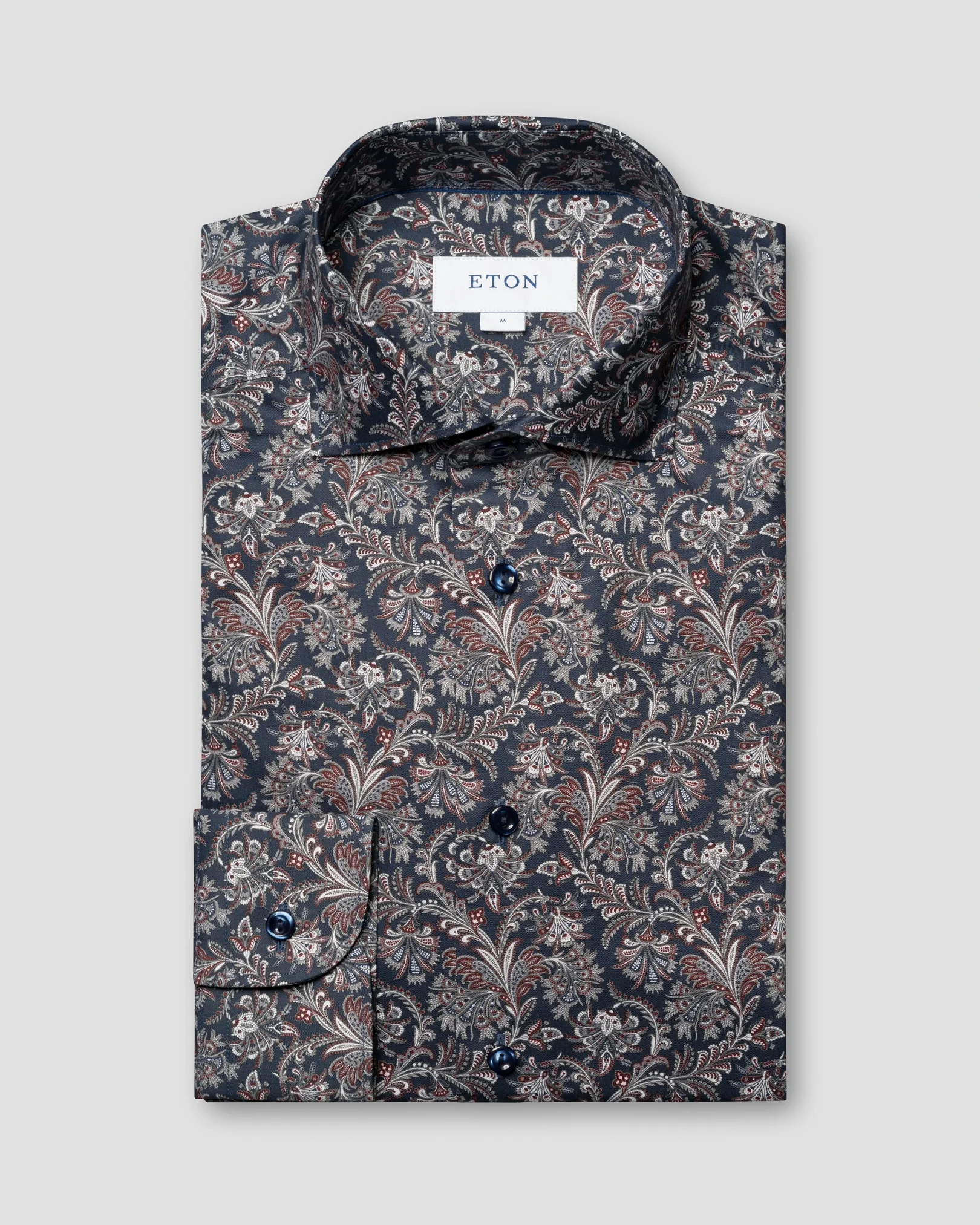 Eton - navy blue paisley twill shirt