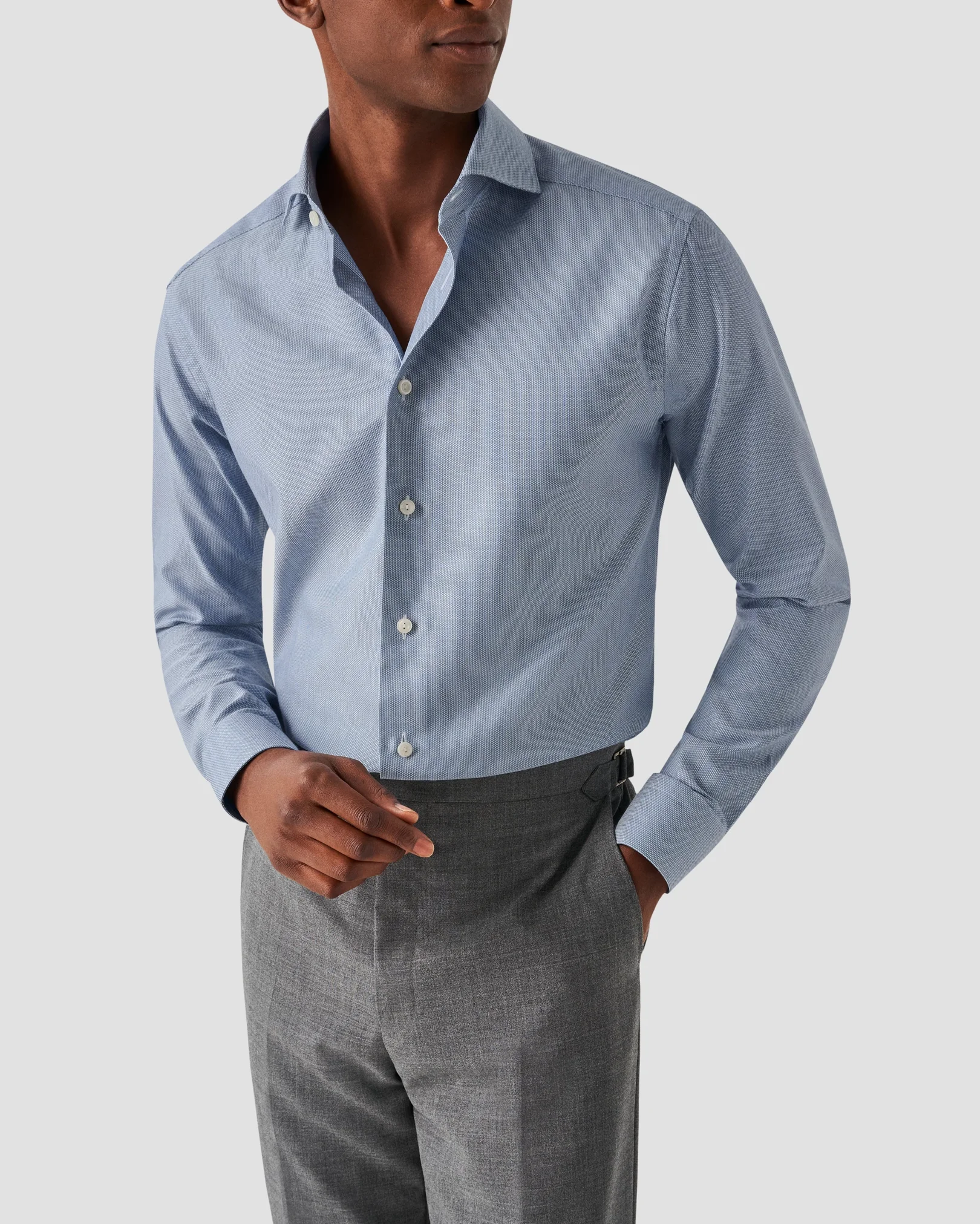 Eton - light blue melange signature twill