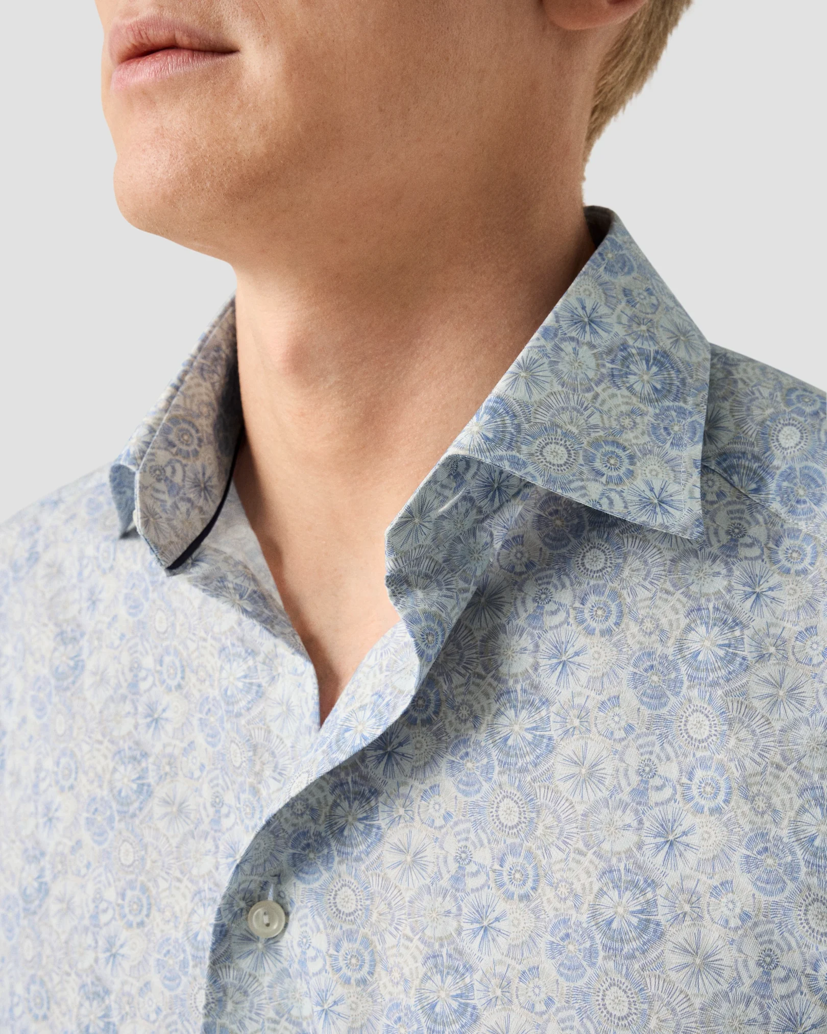 Eton - light blue motif signature twill shirt