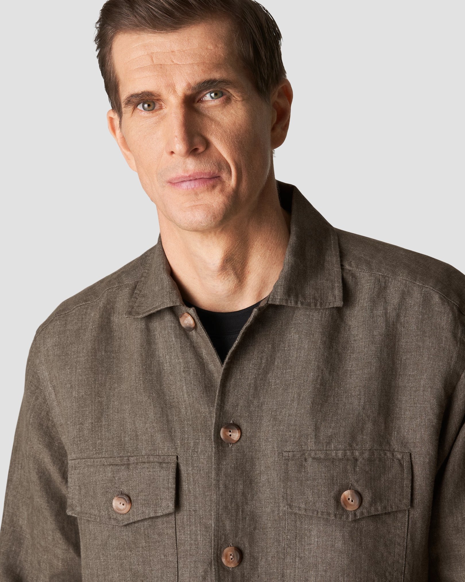 Eton - dark green linen overshirt