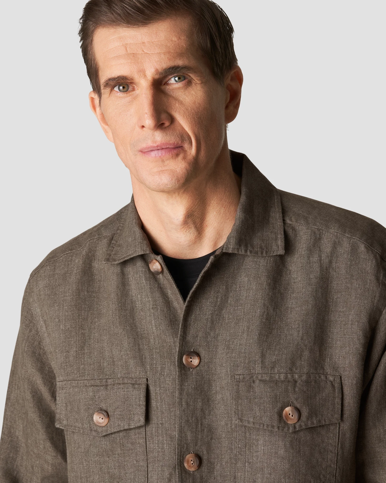 Eton - dark green linen overshirt