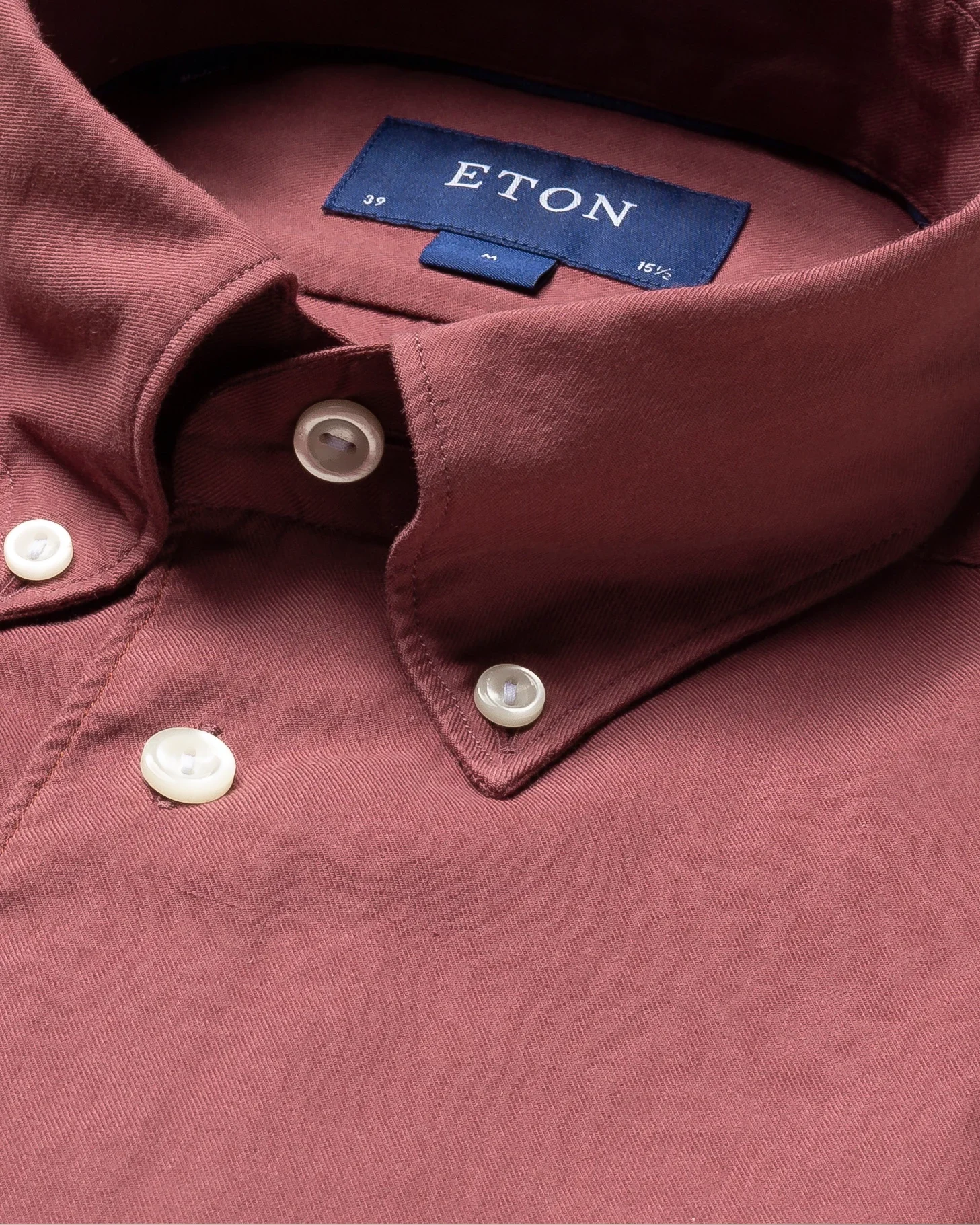 Eton - dusty red lightweight flannel shirt