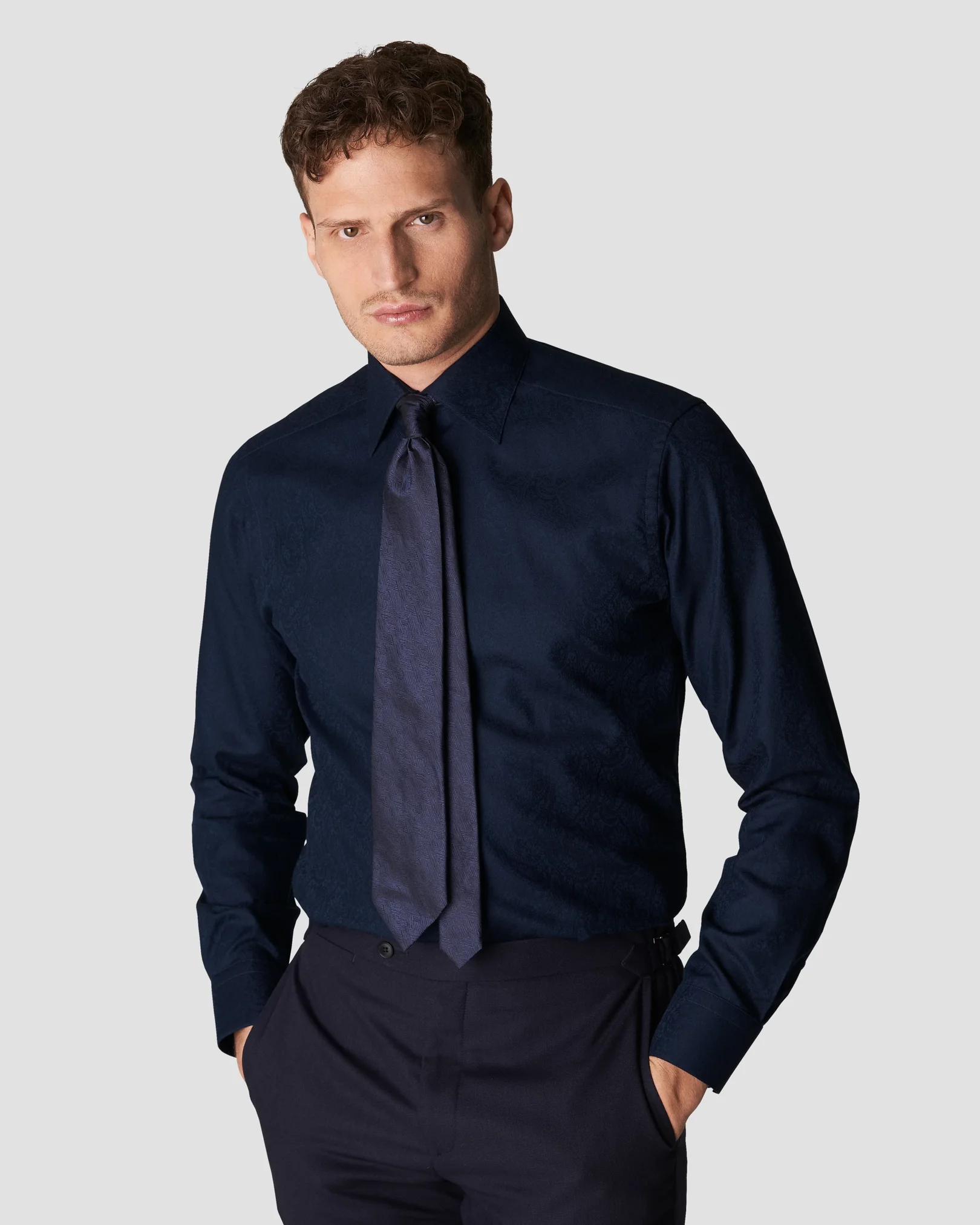 Eton - navy blue jacquard