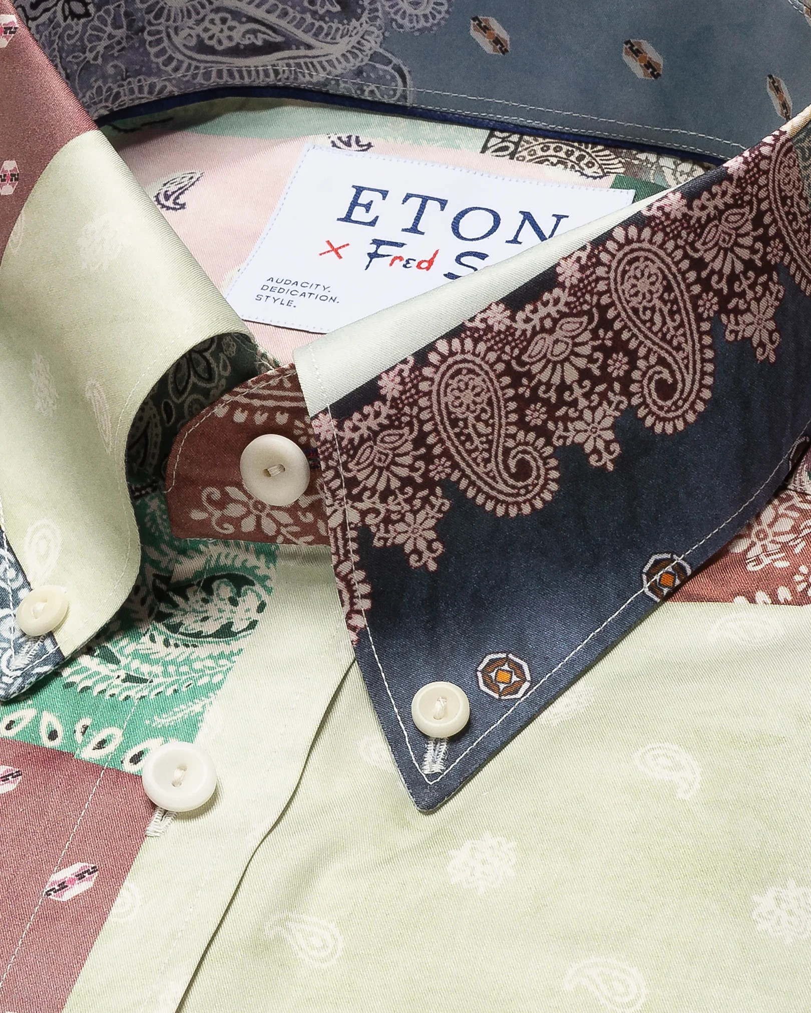 Eton - red fine twill button down fred segal