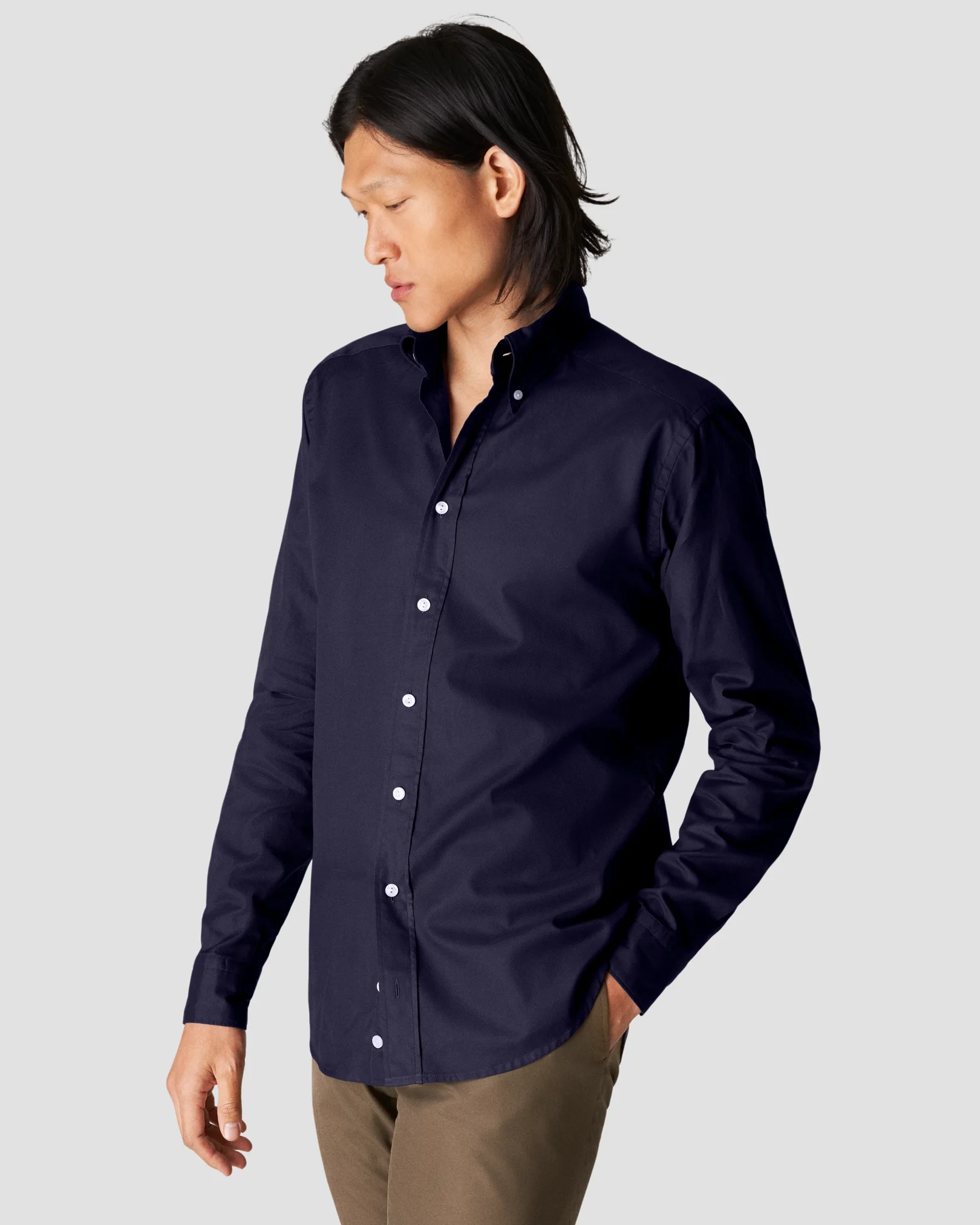 Eton - navy blue royal oxford tencel button down