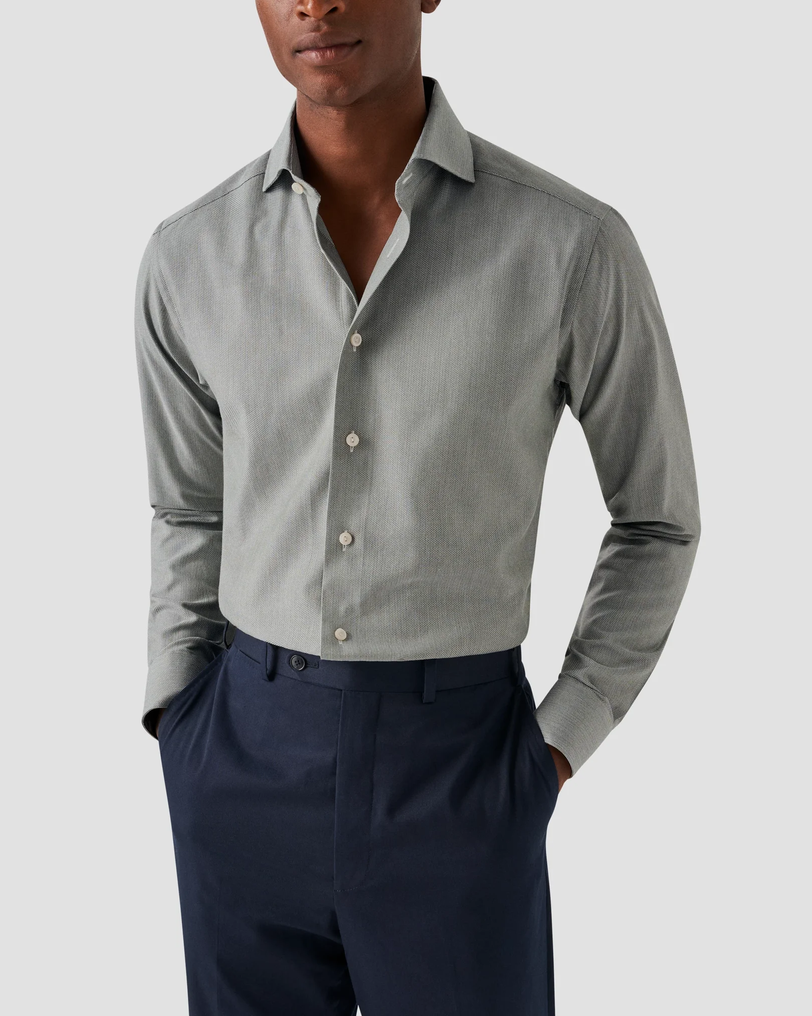 Eton - mid green melange signature twill