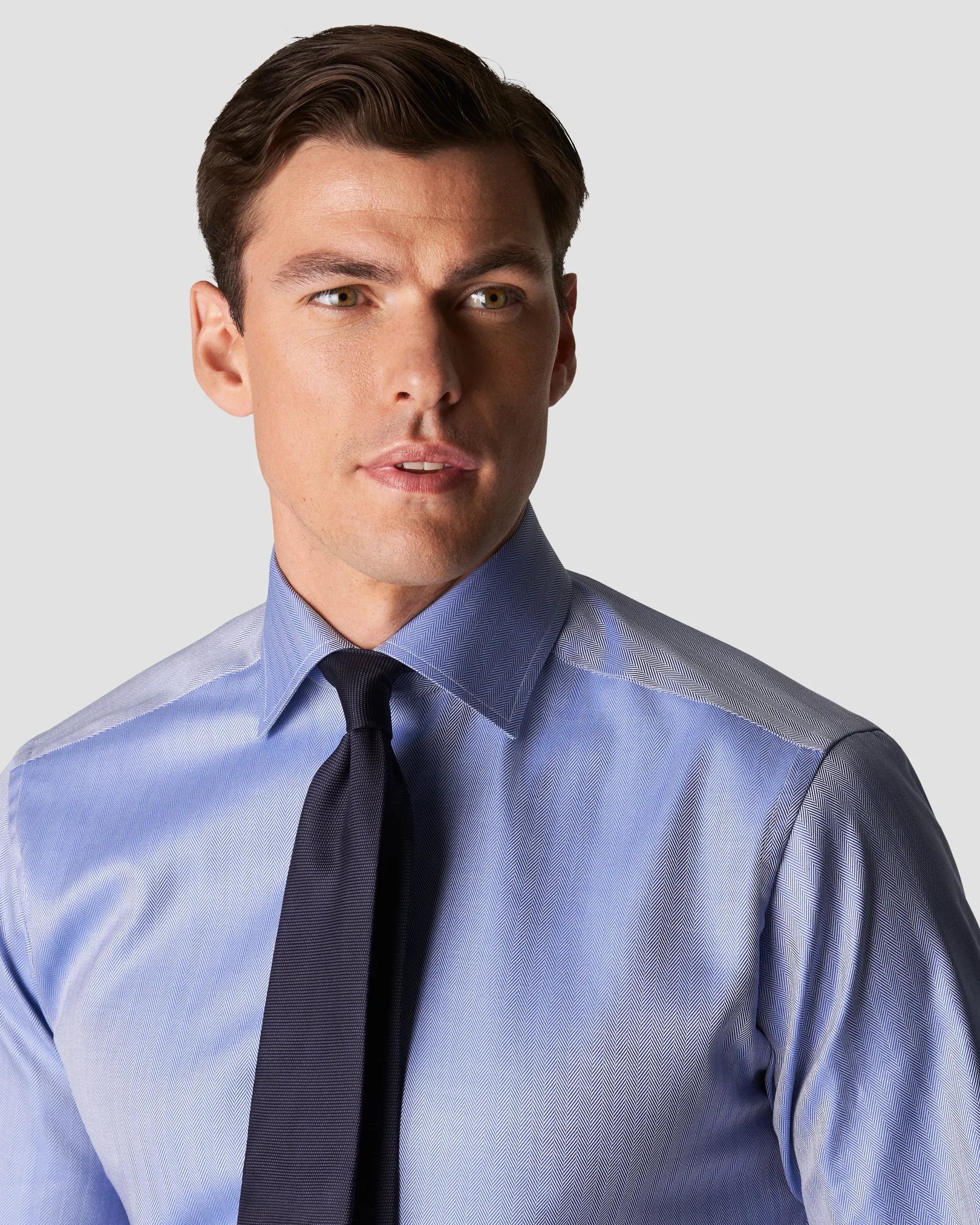 Eton - blue herringbone twill shirt