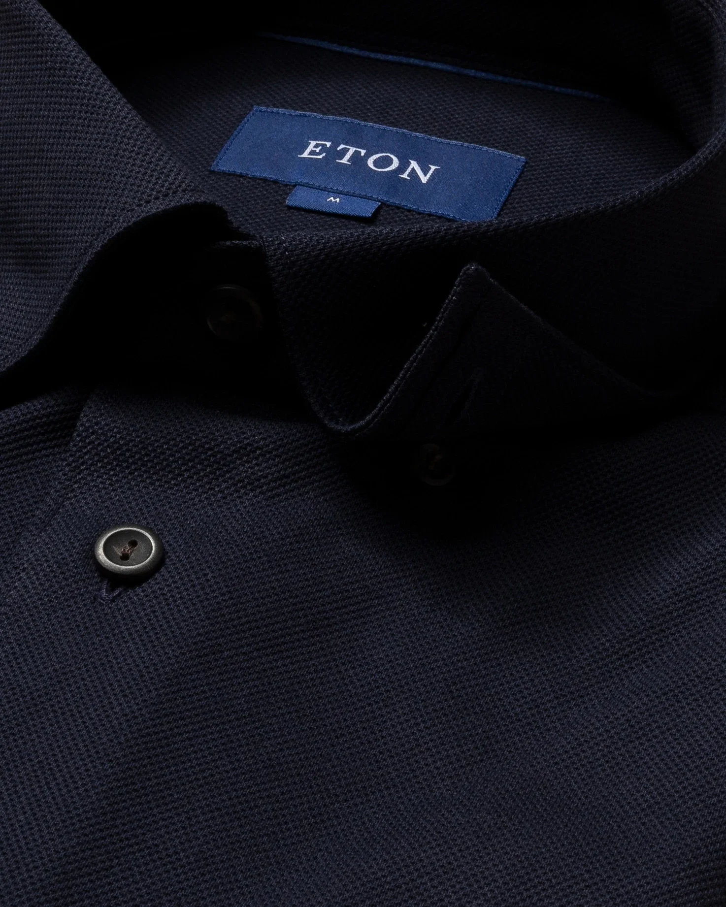 Eton - dark blue pique shirt long sleeved