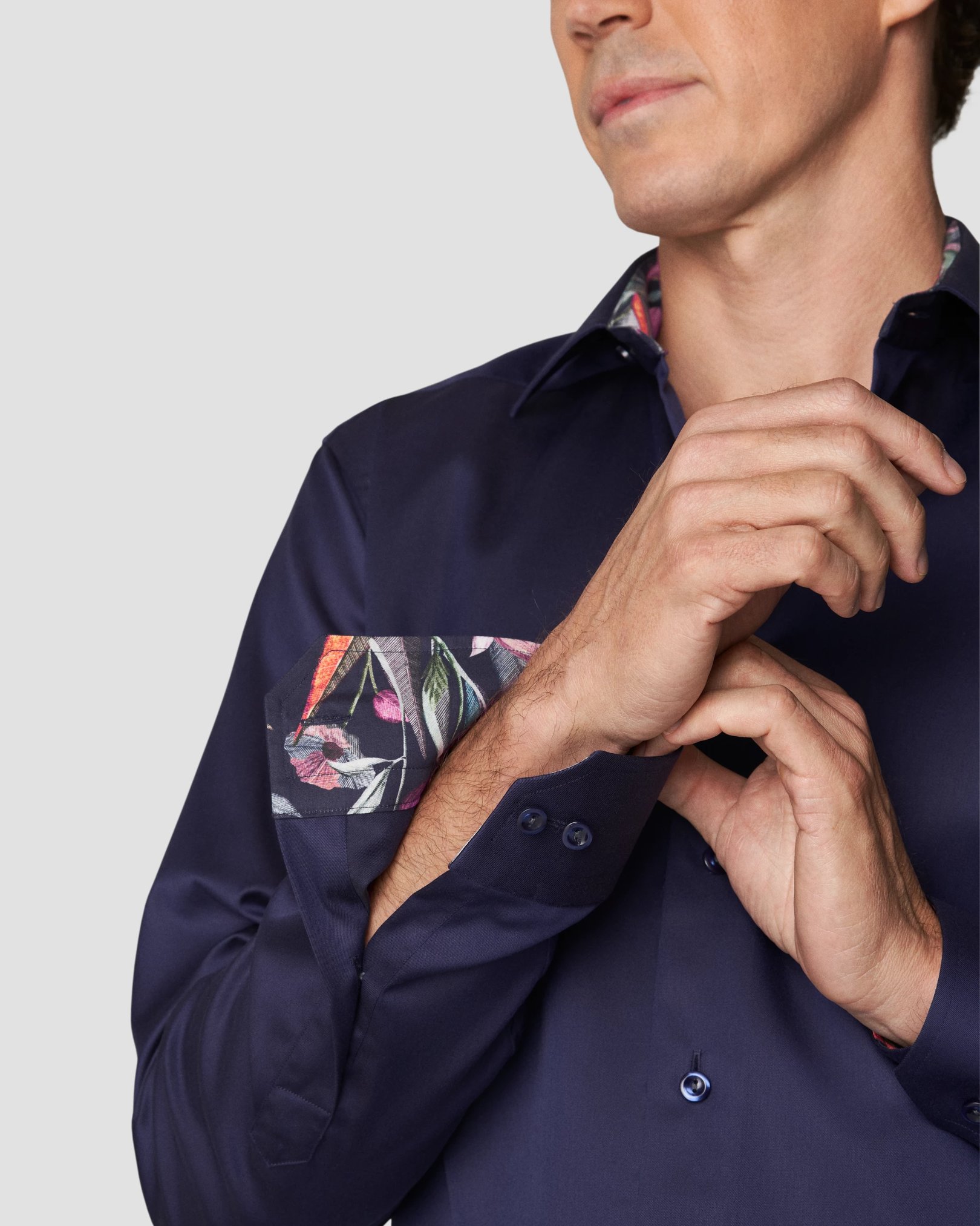 Eton - navy blue signature twill contrast