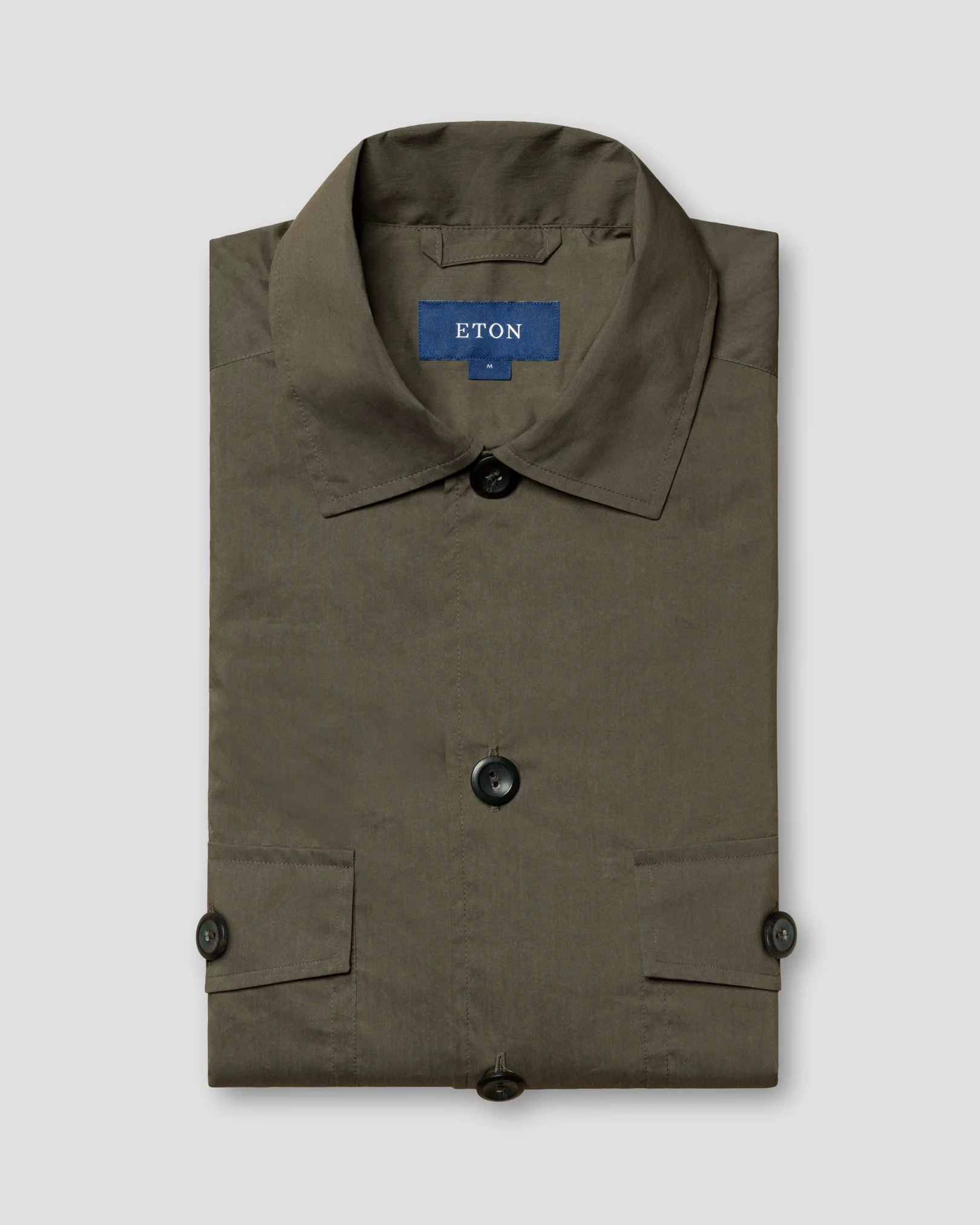 Eton - dark green cotton and nylon overshirt