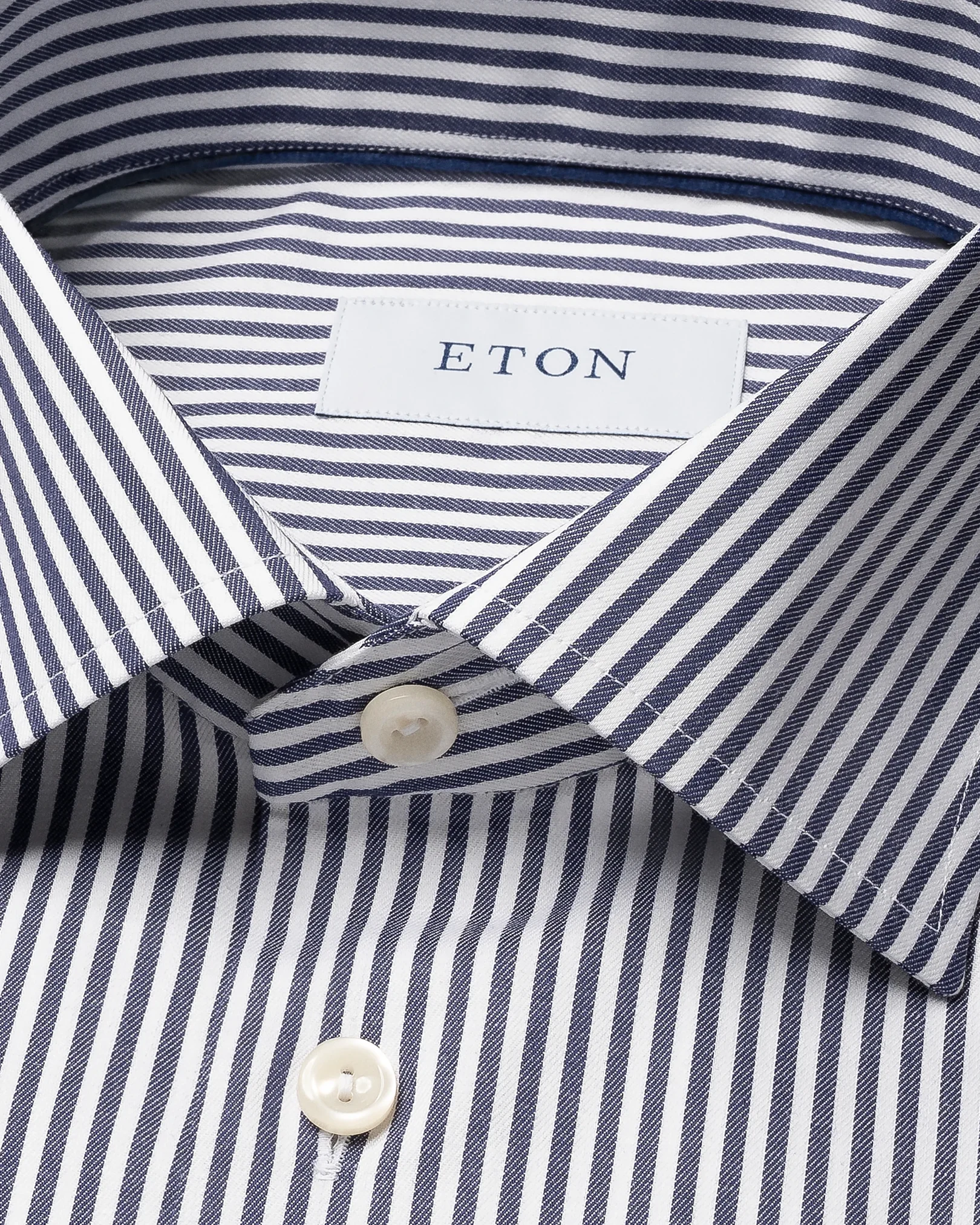 Eton - navy blue striped cotton tencel tm lyocell shirt