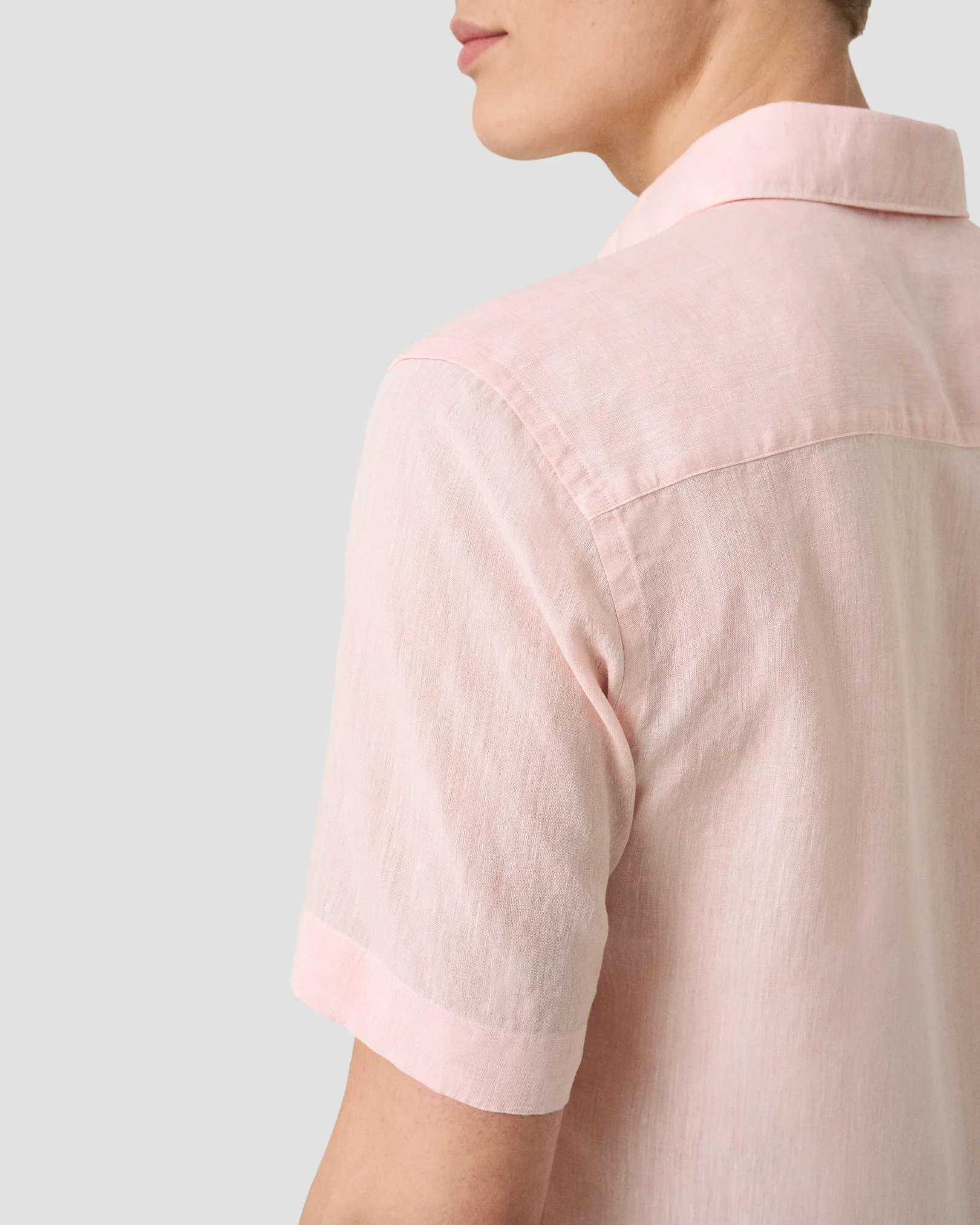 Eton - pink solid short sleeve linen shirt