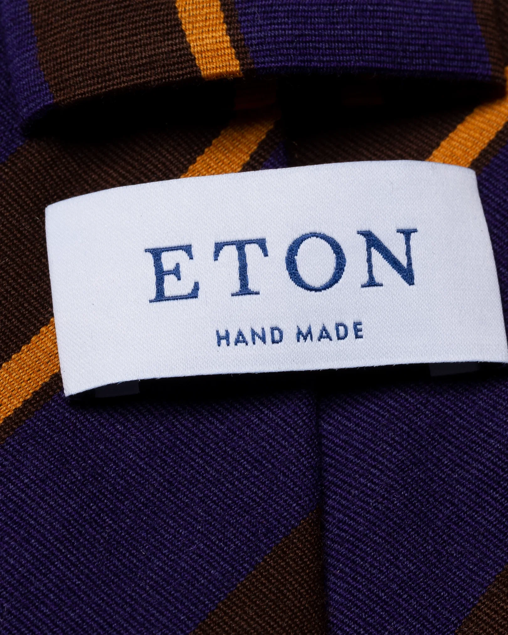 Eton - purple and yellow striped wool cotton tie