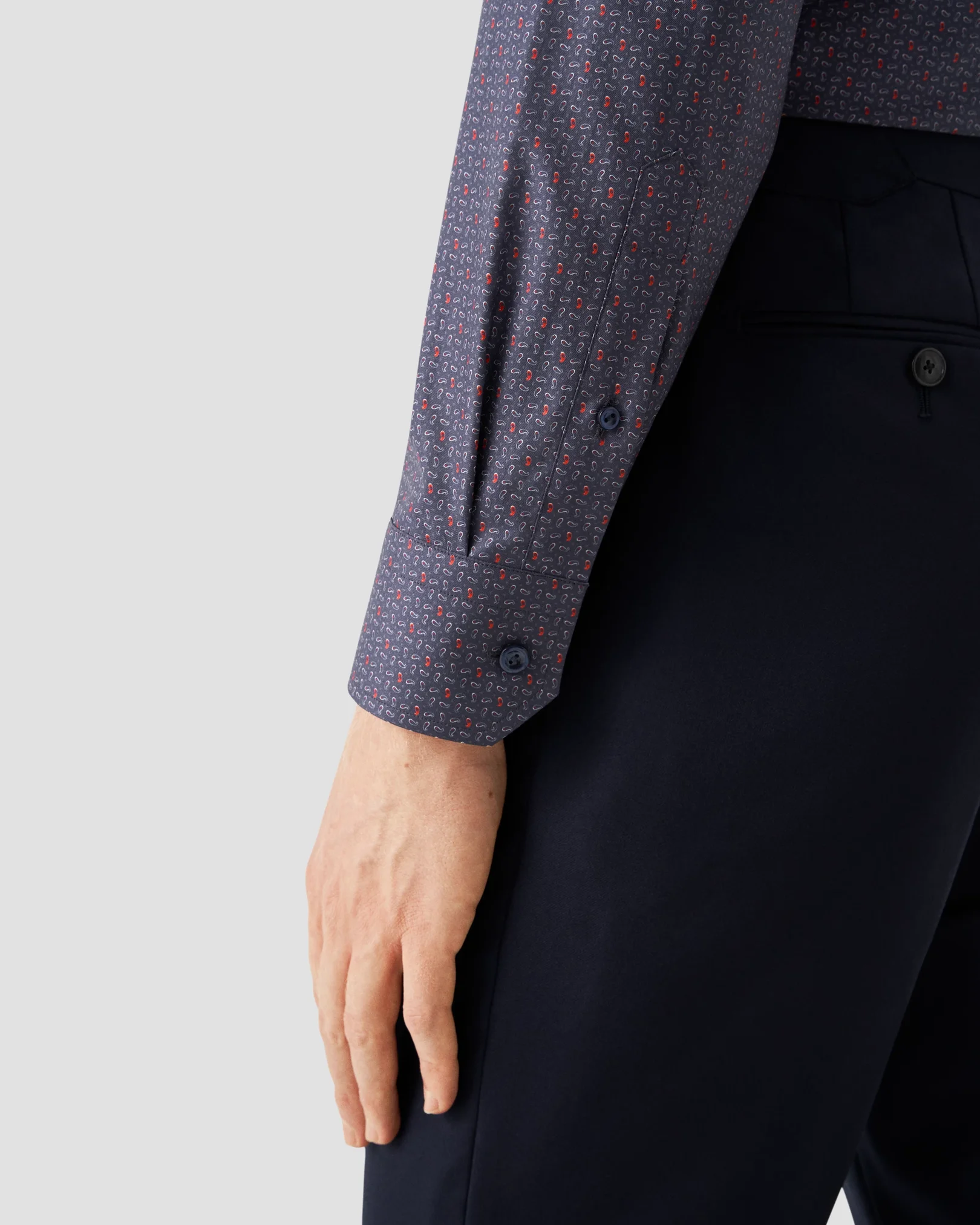 Eton - navy blue twill cutaway collar