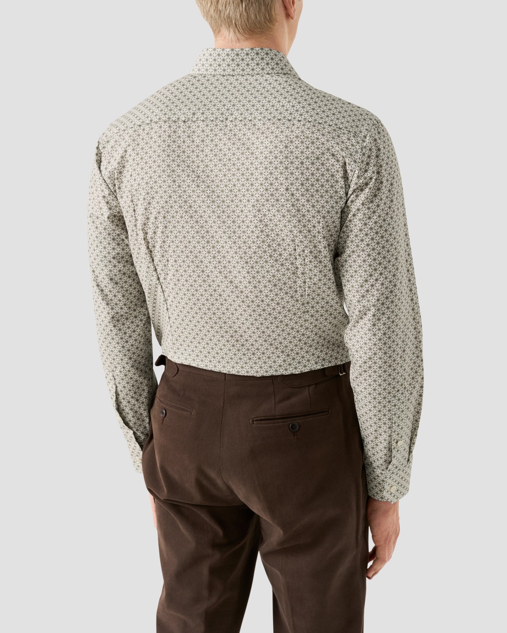 Eton - beige geometric signature twill shirt