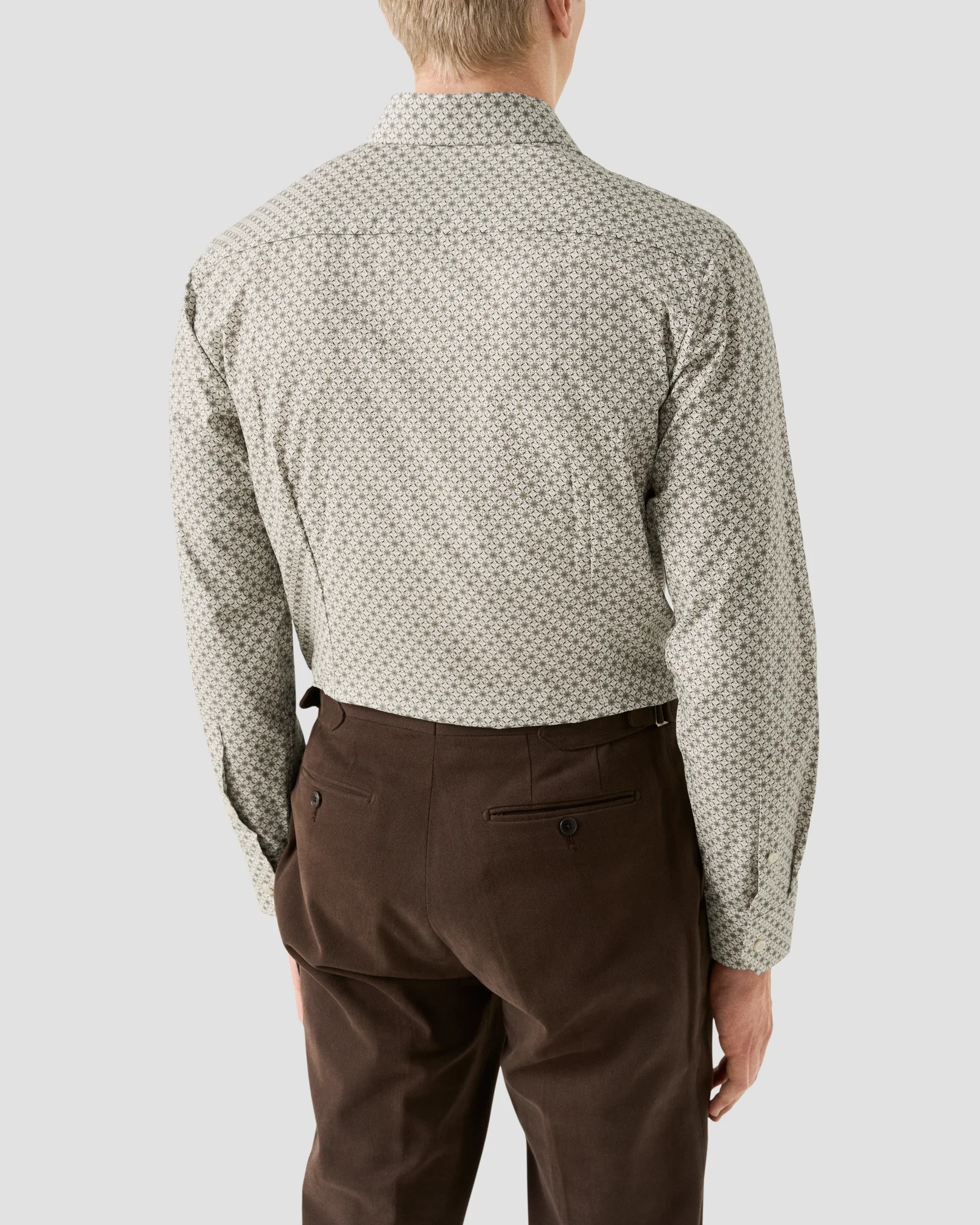 Eton - beige geometric signature twill shirt