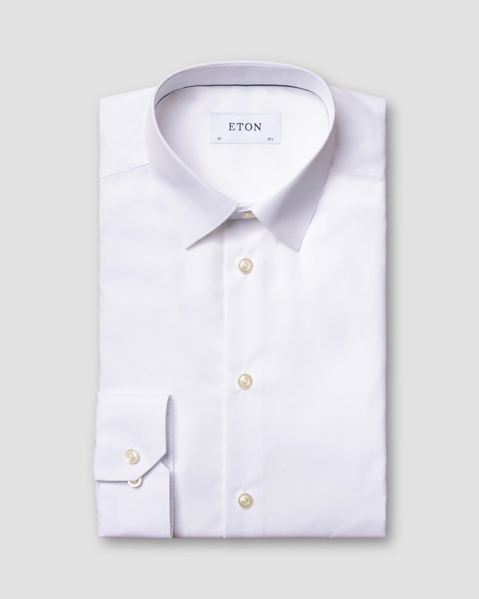 Eton - white plain poplin shirt pointed collar