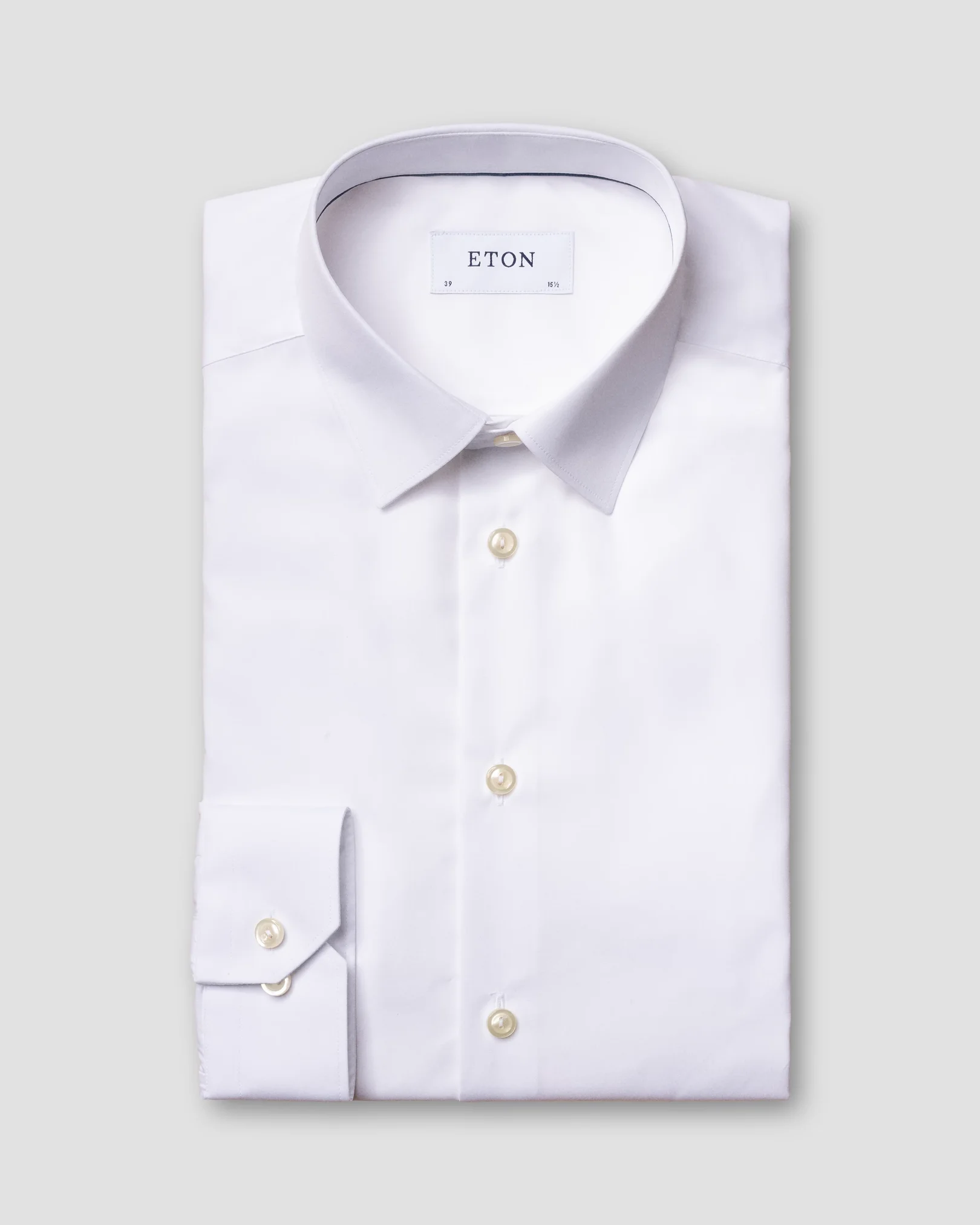 Eton - white plain poplin shirt pointed collar
