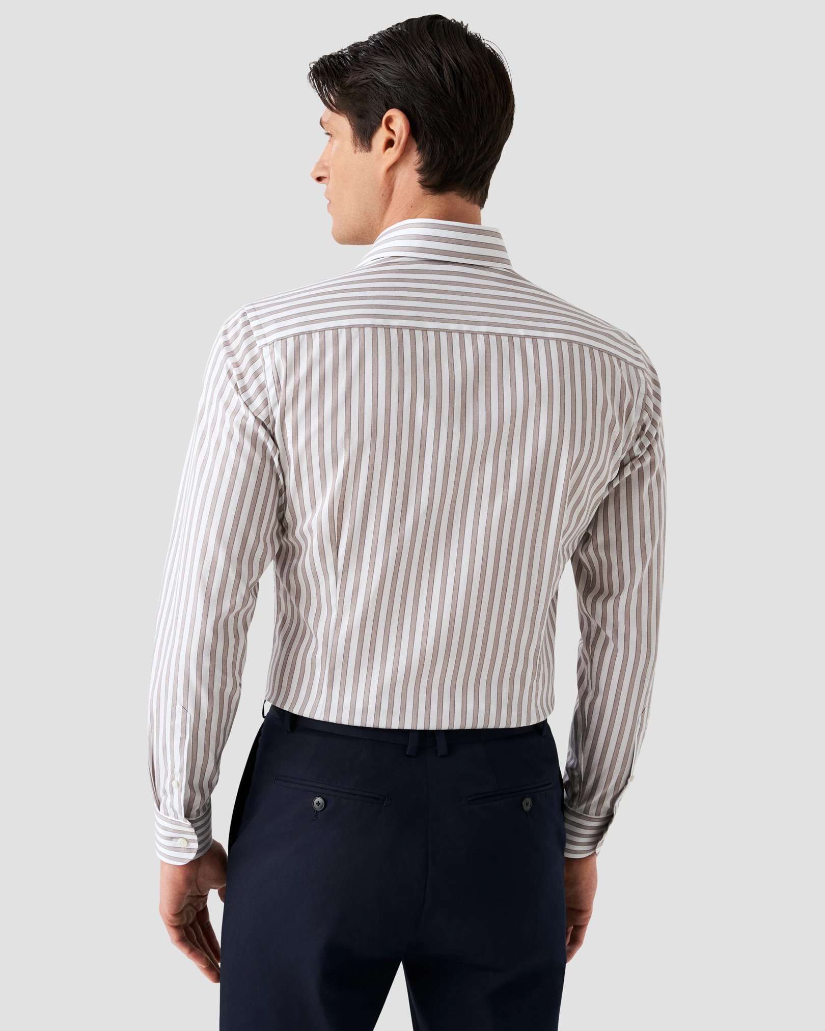 Eton - brown fine twill stretch
