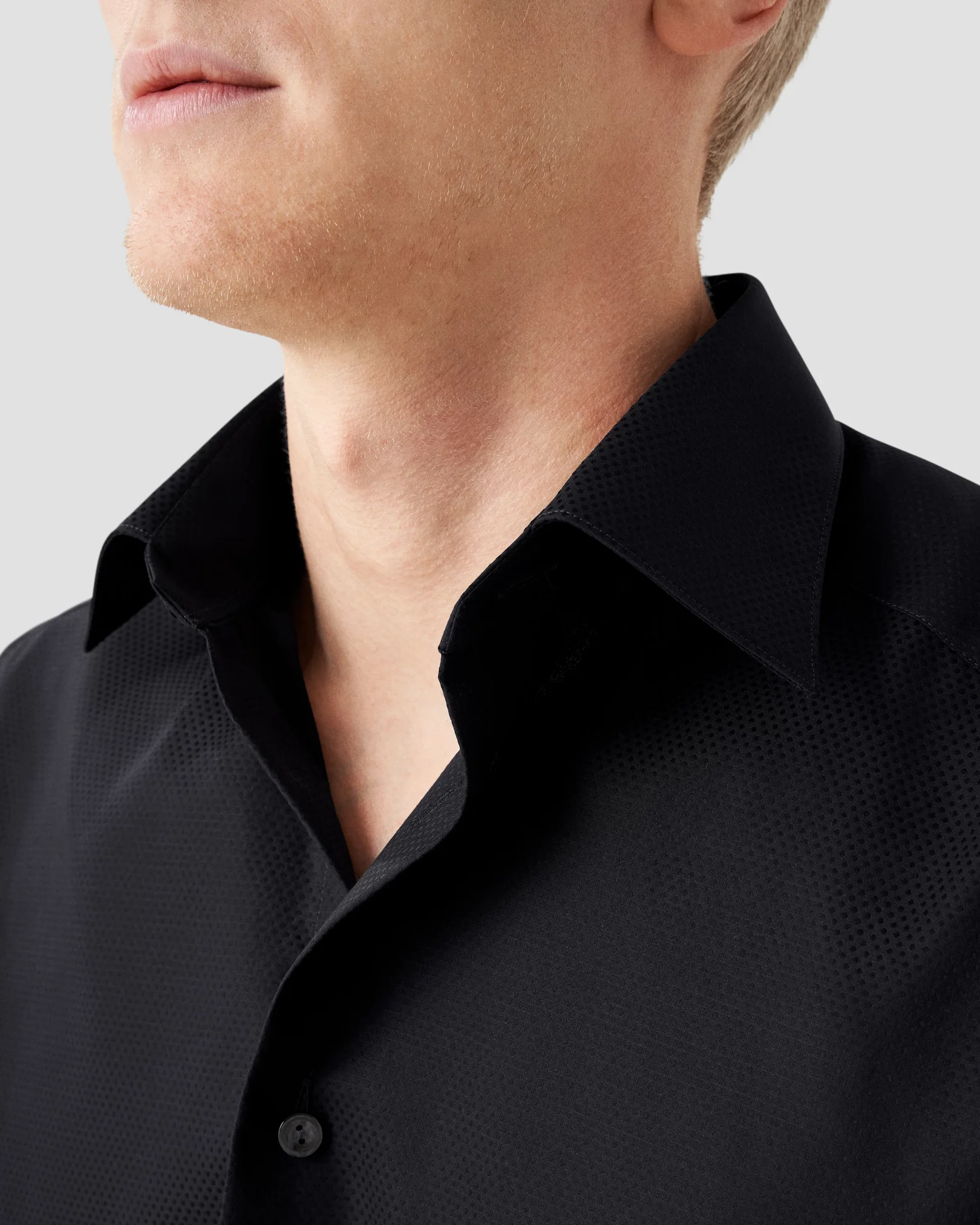 Eton - navy blue piquet moderate cut away