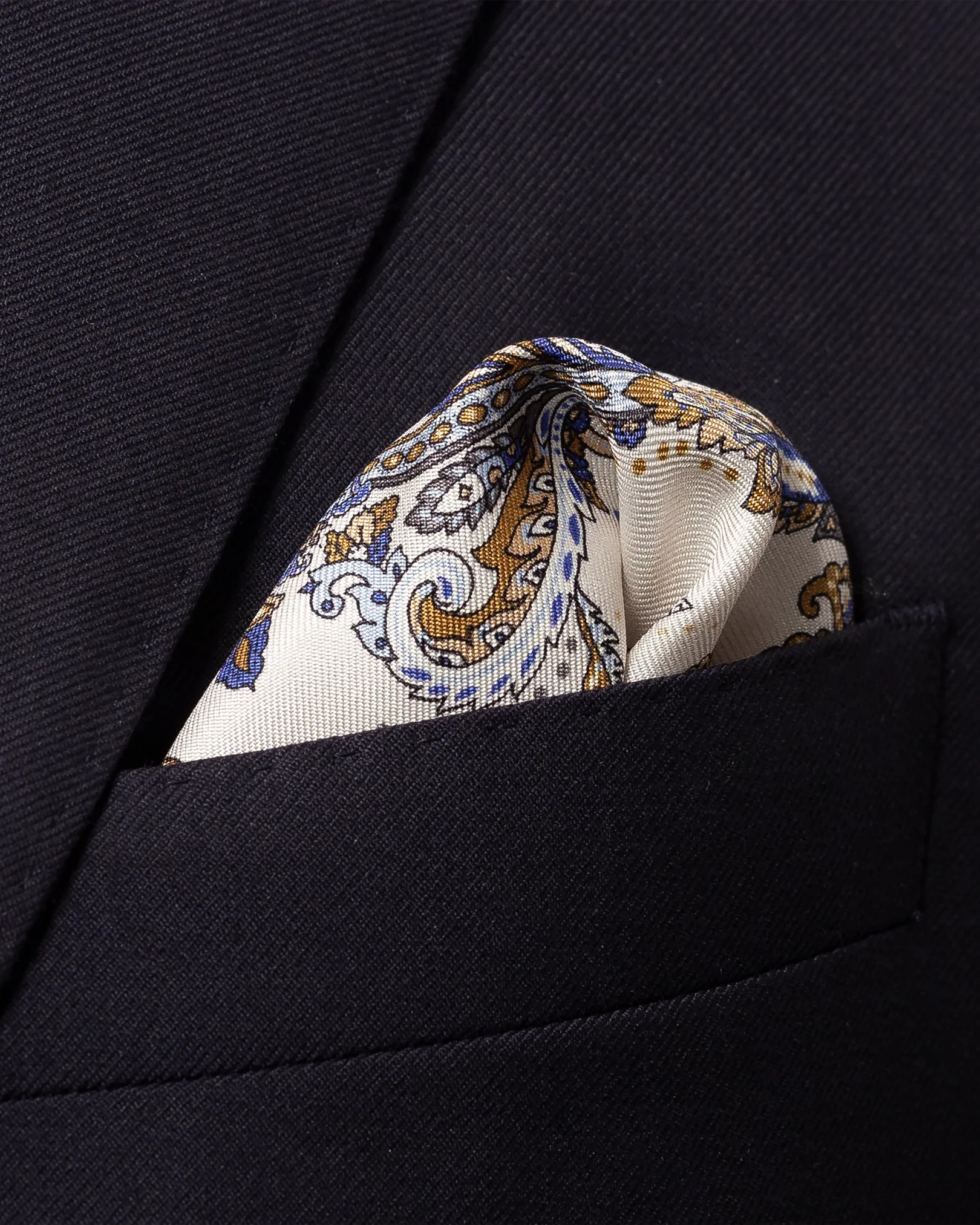 Eton - white detailed paisley pocket square