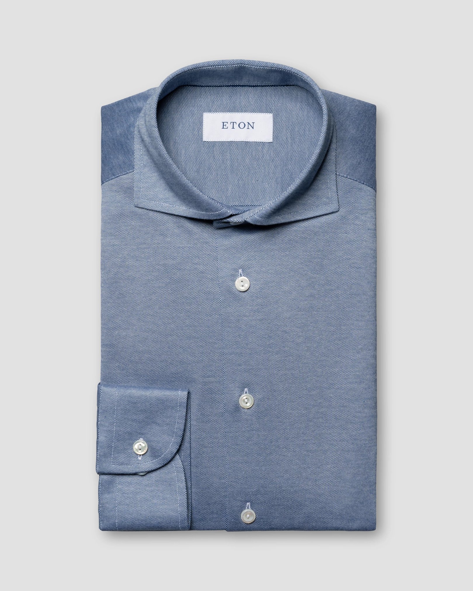Eton - mid blue jersey wide spread