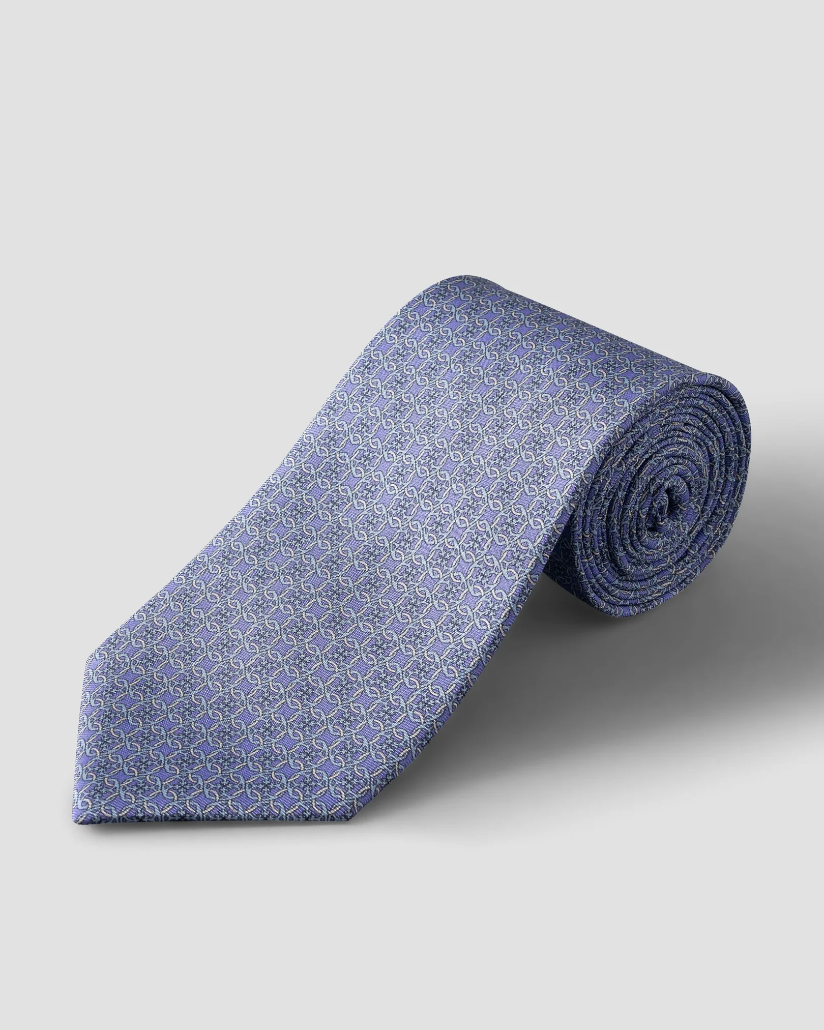 Eton - geometric print silk tie purple