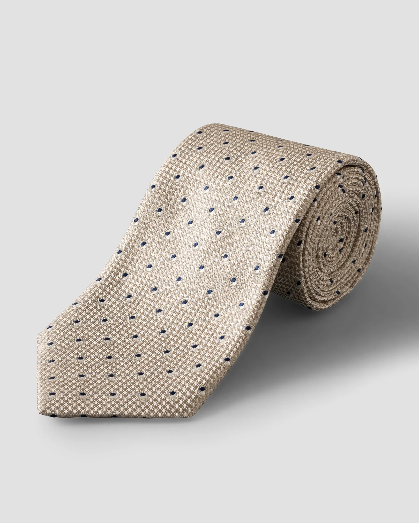 Eton - beige pin dot woven silk tie