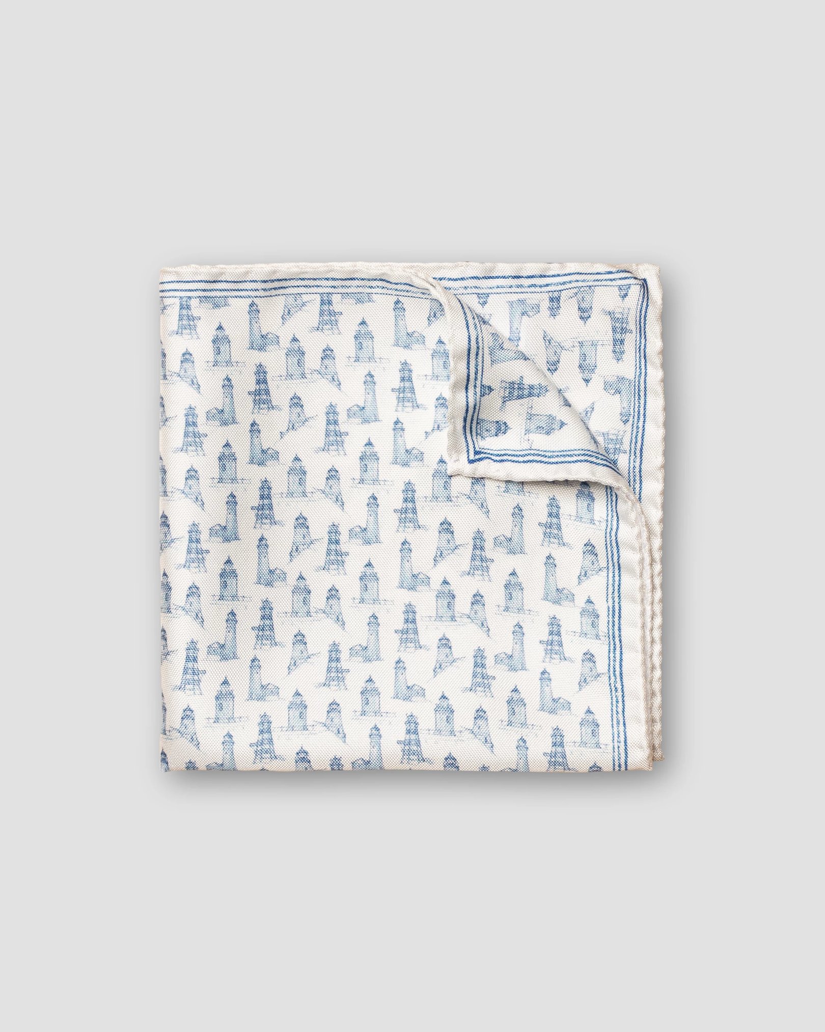 Eton - white lighthouse printed pocket square