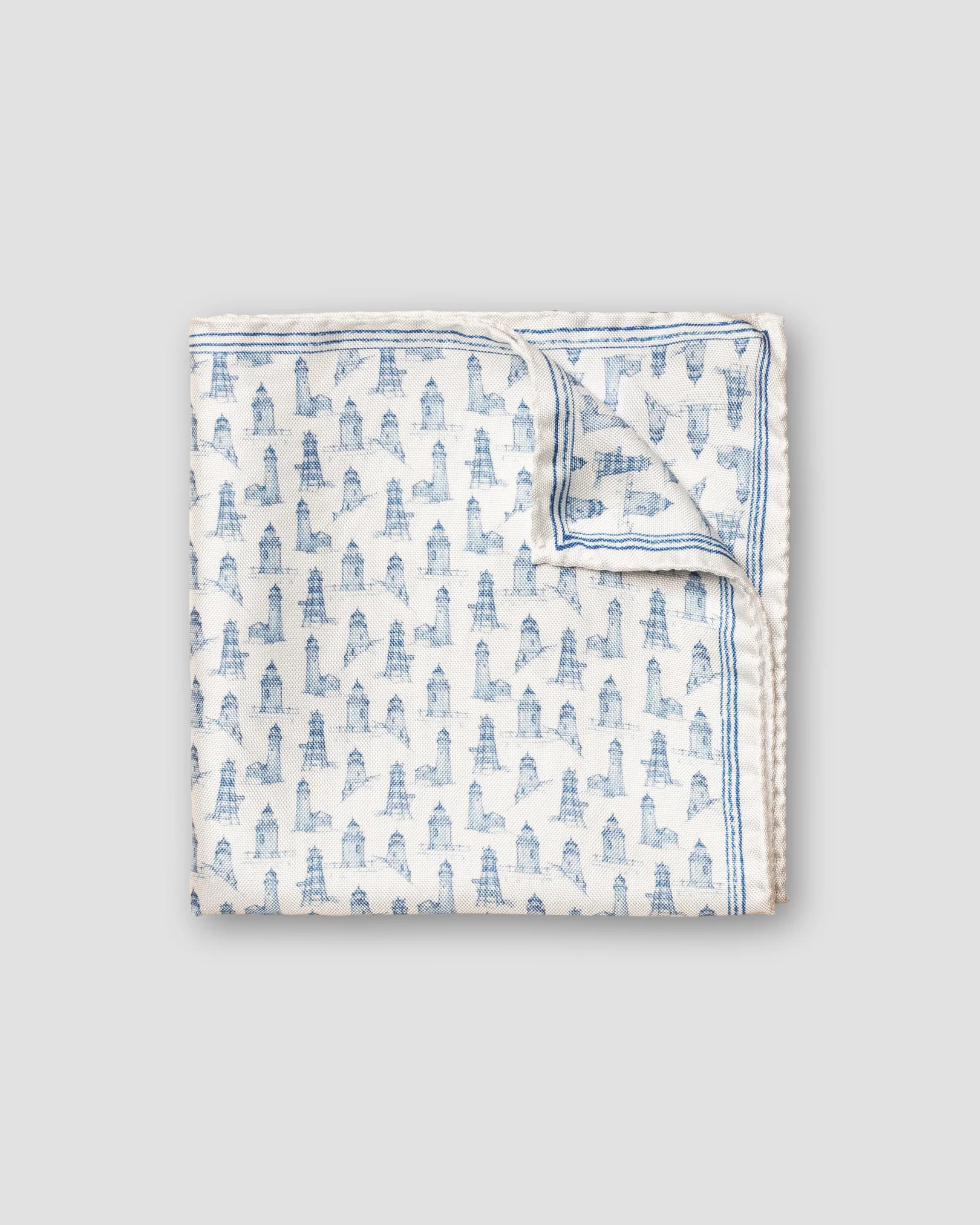 Eton - white lighthouse printed pocket square
