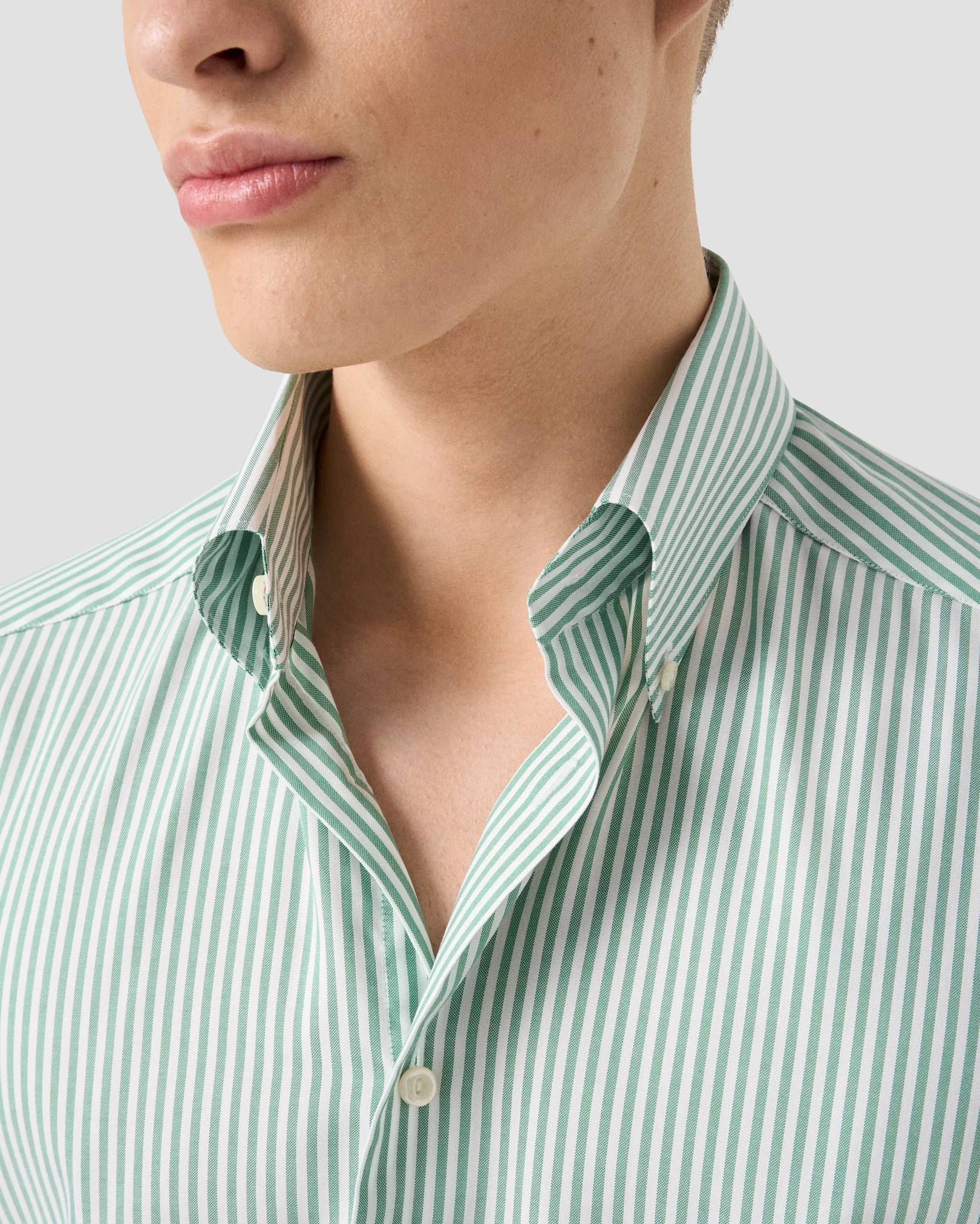 Eton - mid green striped signature oxford shirt