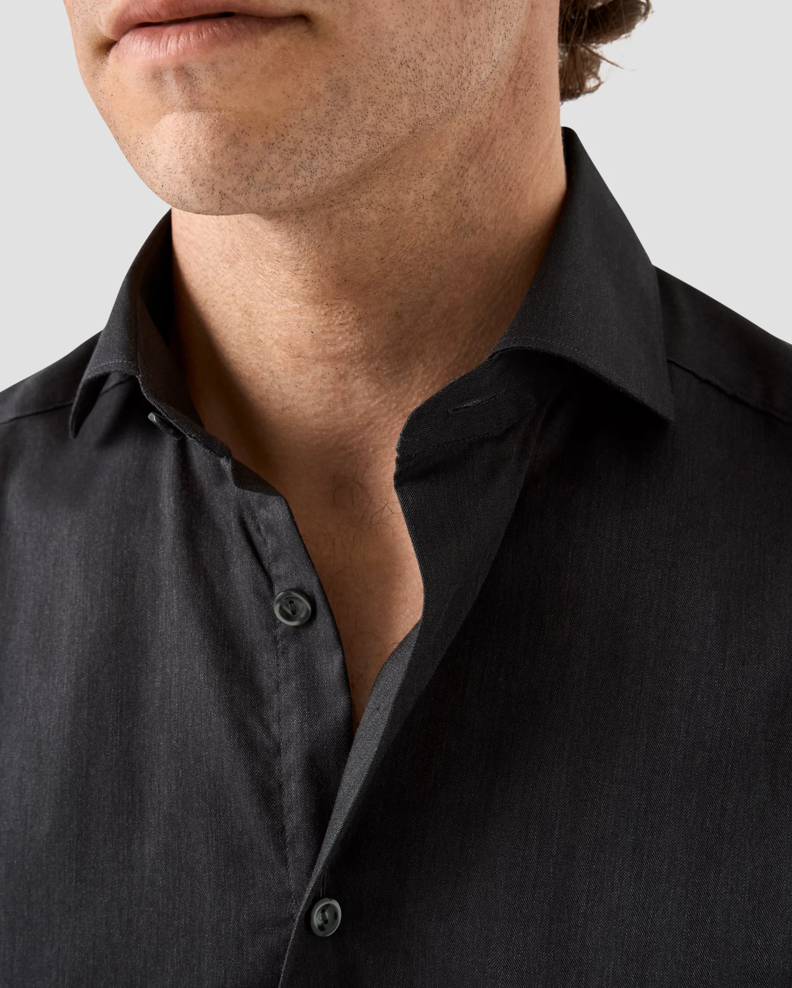 Eton - dark grey flanell widespread collar