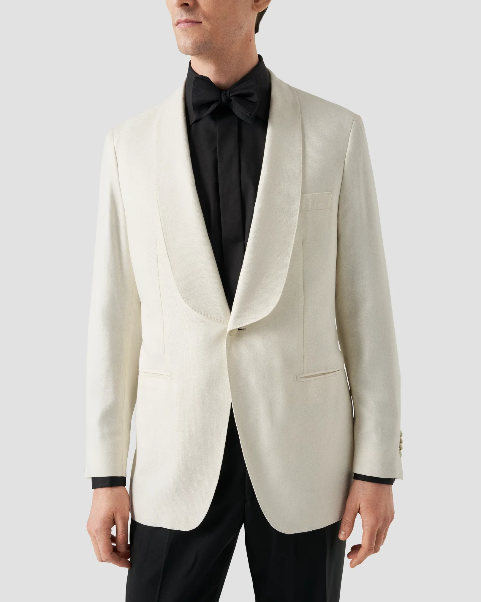 Eton - black twill stretch moderate cut away