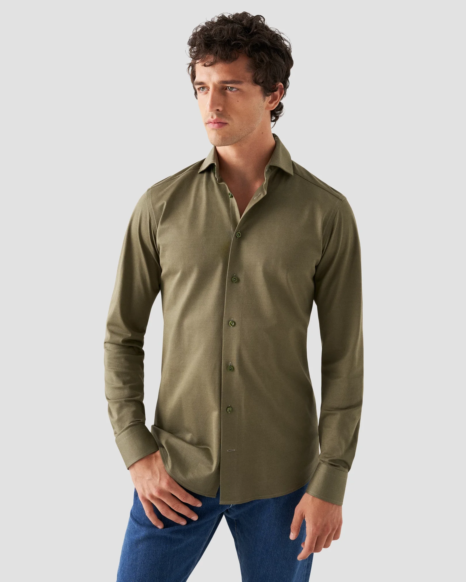 Eton - mid green doub heavy piquet ocs