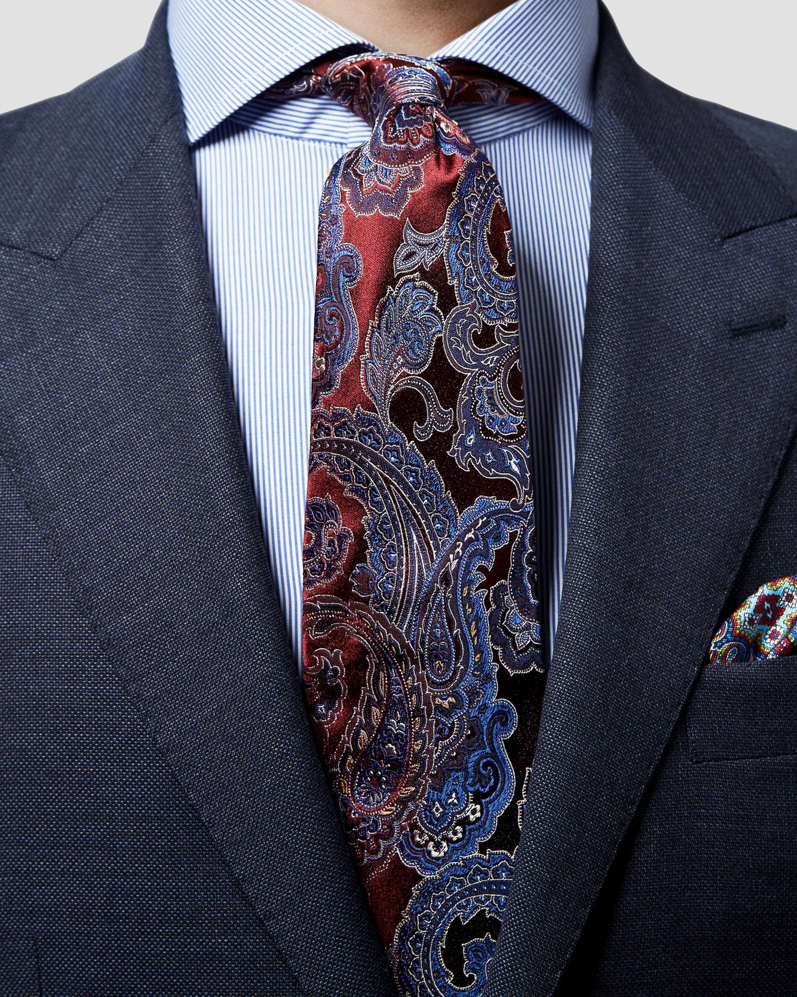 Eton - red jacquard paisley tie