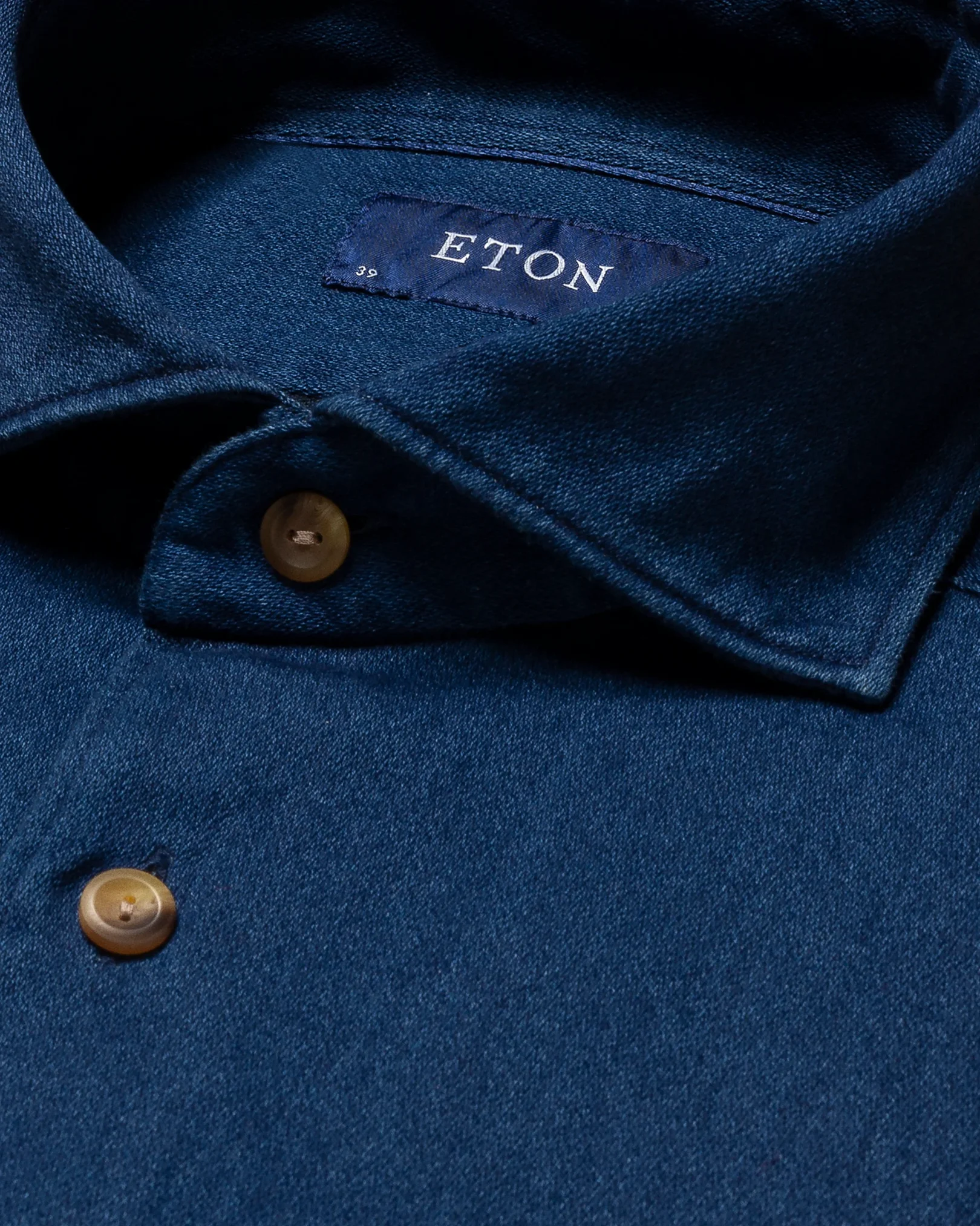 Eton - Marinblå Satin Indigo Skjorta