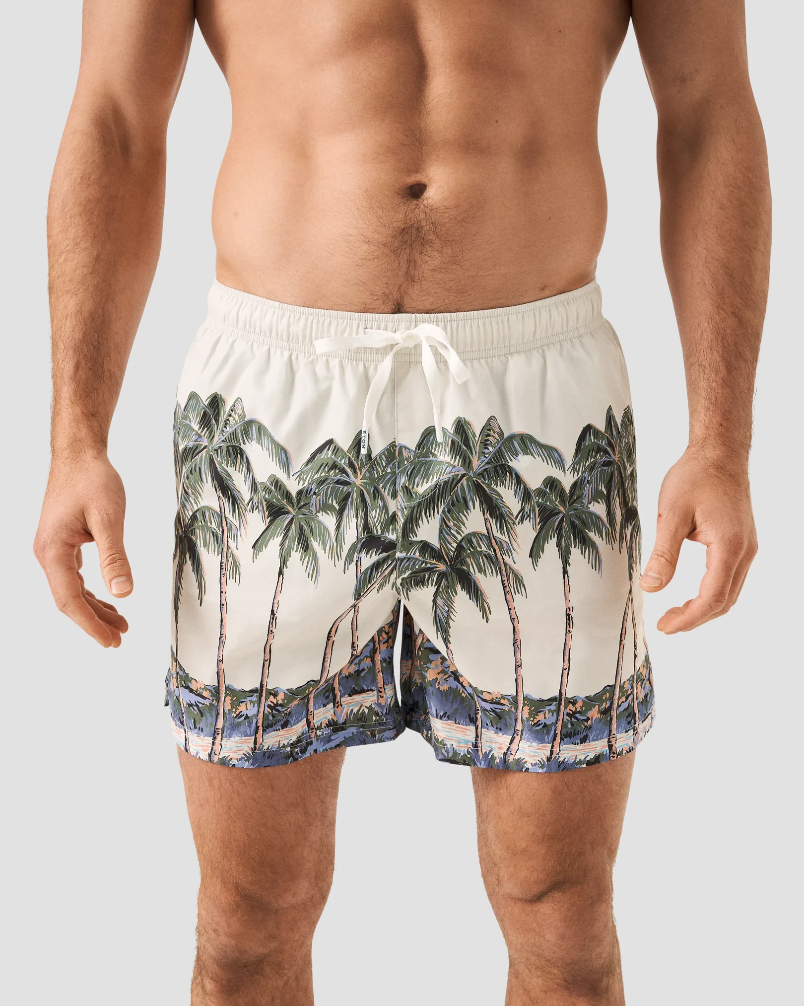 Eton - mid green palm tree swim shorts