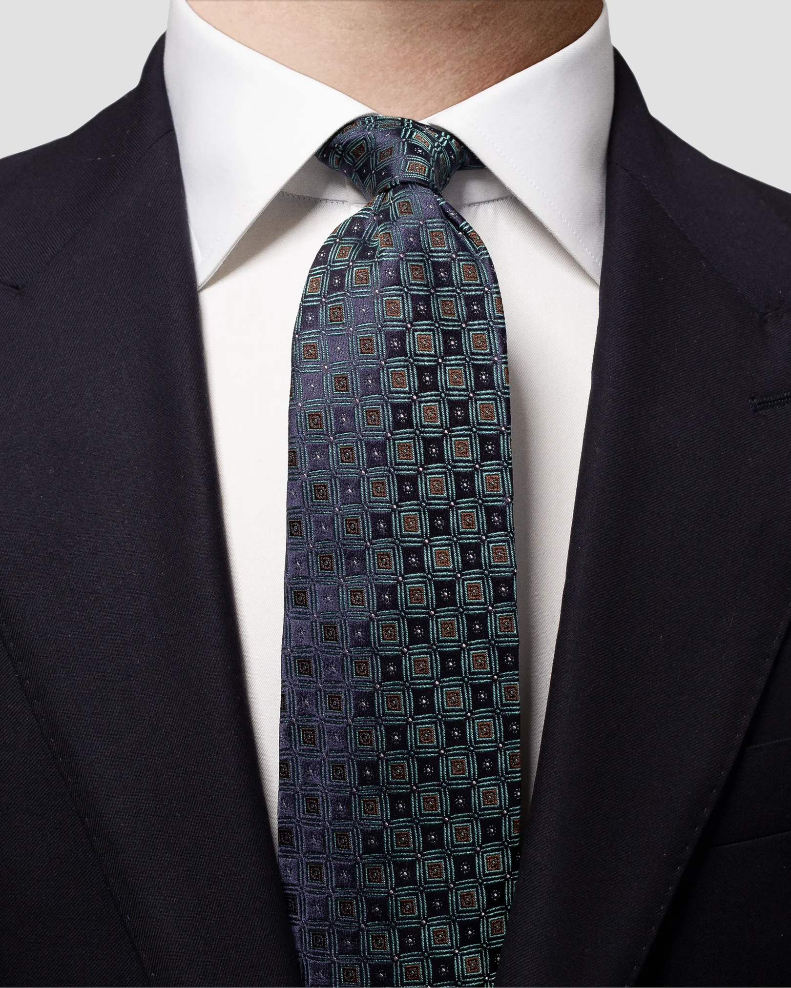 Eton - blue on blue woven checks silk tie