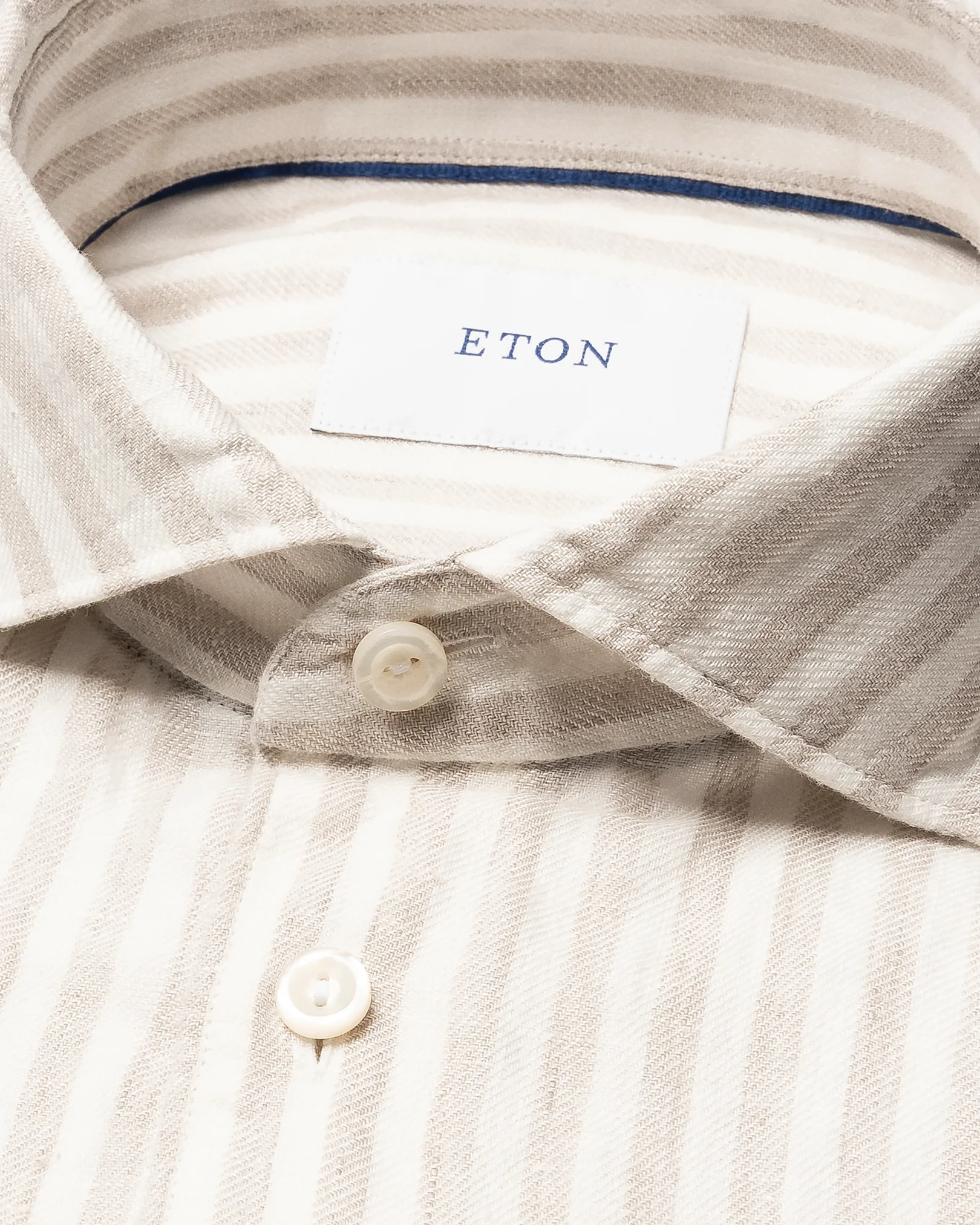 Eton - beige striped linen twill shirt