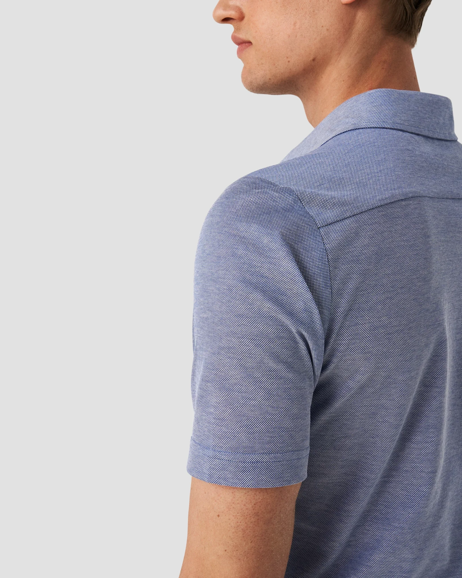 Eton - dark blue oxford pique polo shirt