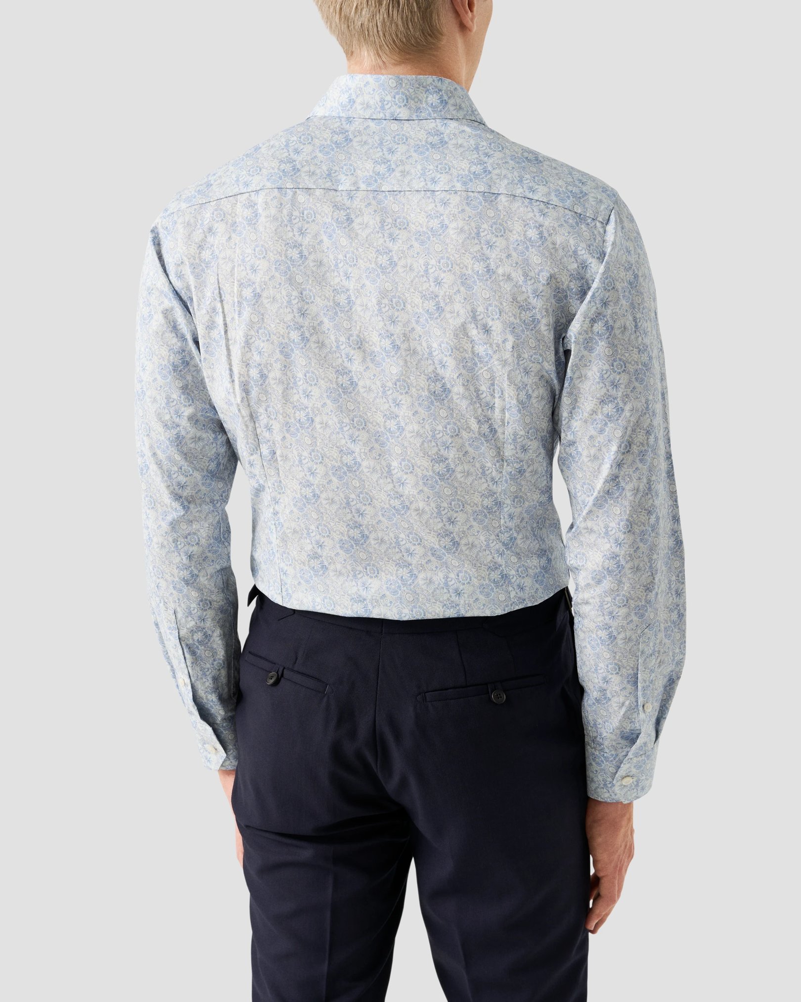 Eton - light blue motif signature twill shirt