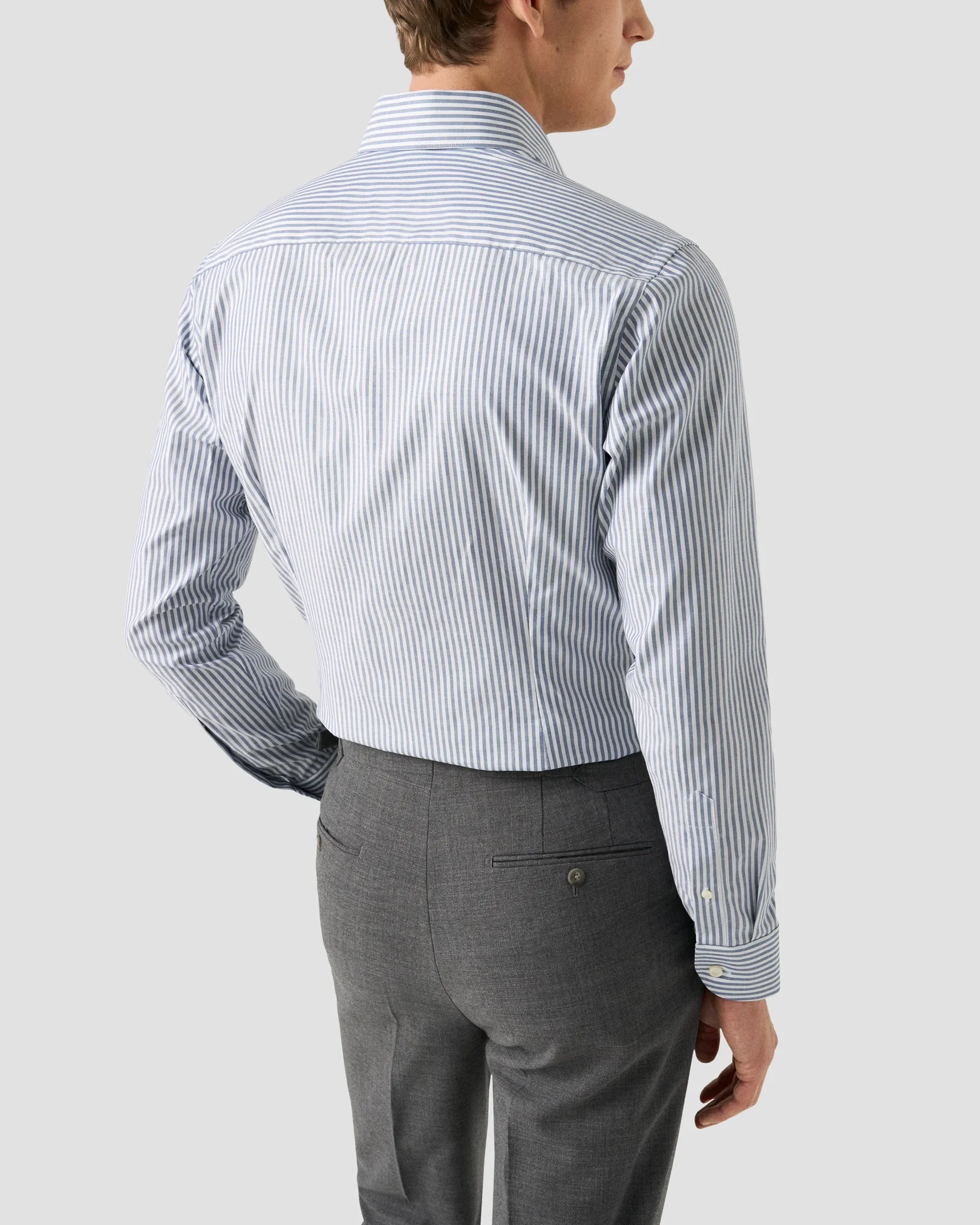 Eton - navy blue stripe signature oxford shirt