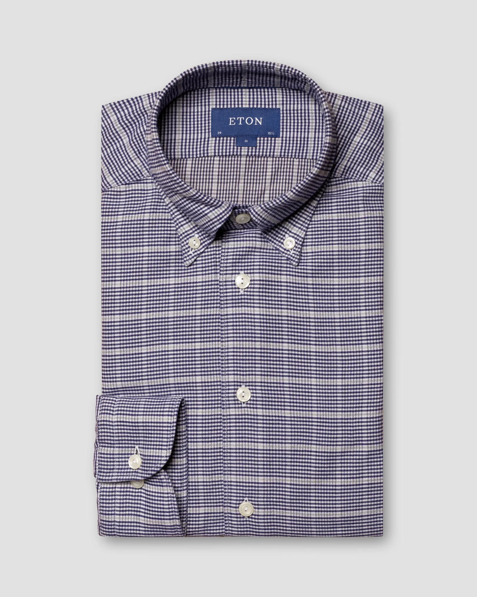 Eton - Navy Plaid Flannel Shirt