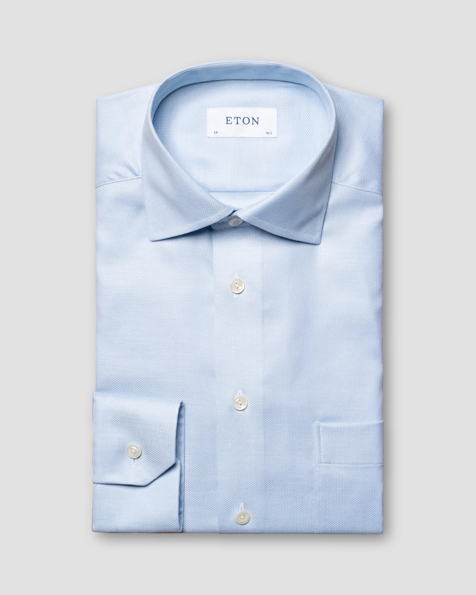 Eton - light blue cotton lyocell stretch cut