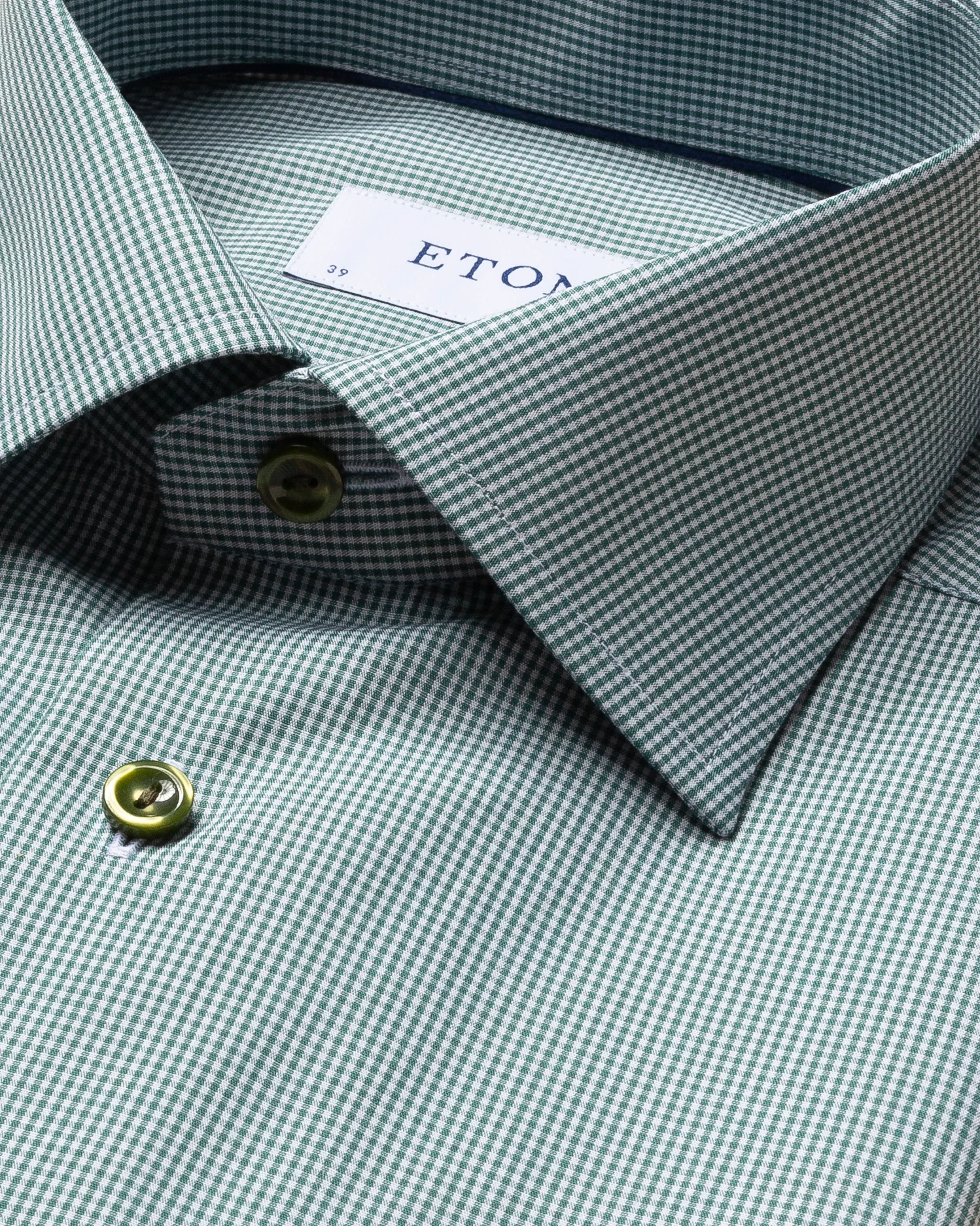 Eton - green mini gingham poplin shirt