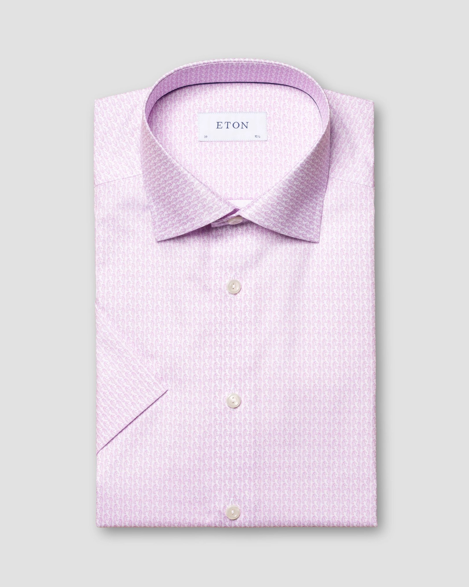 Eton - light purple seahorse print short sleeve