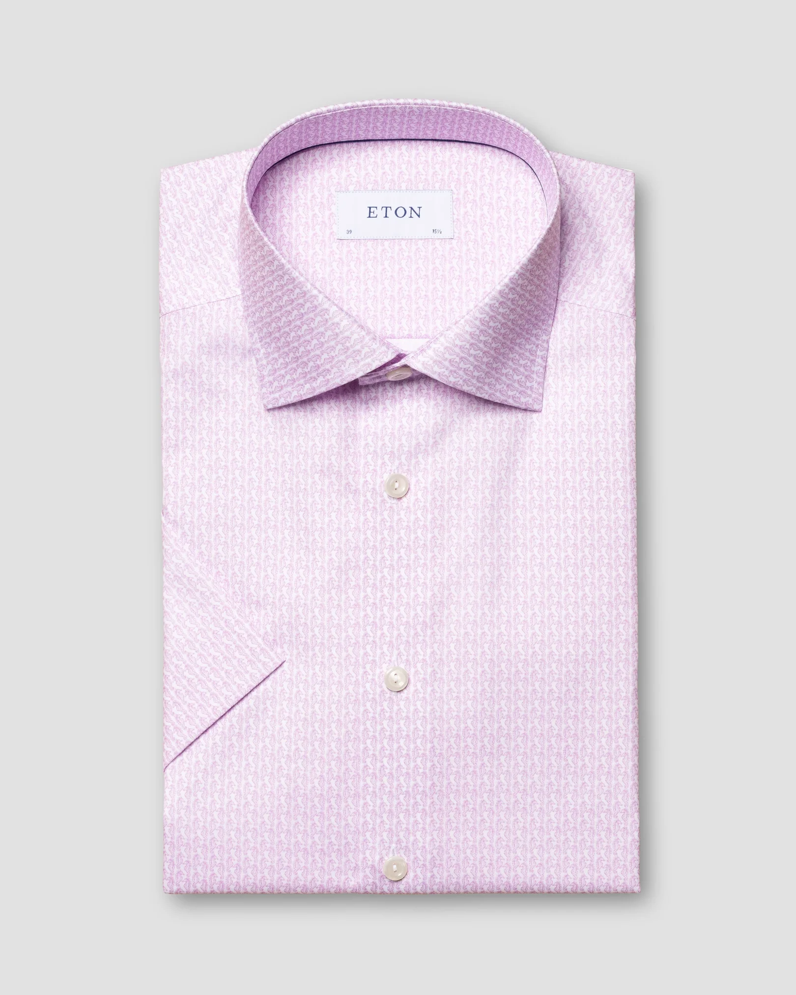 Eton - light purple seahorse print short sleeve